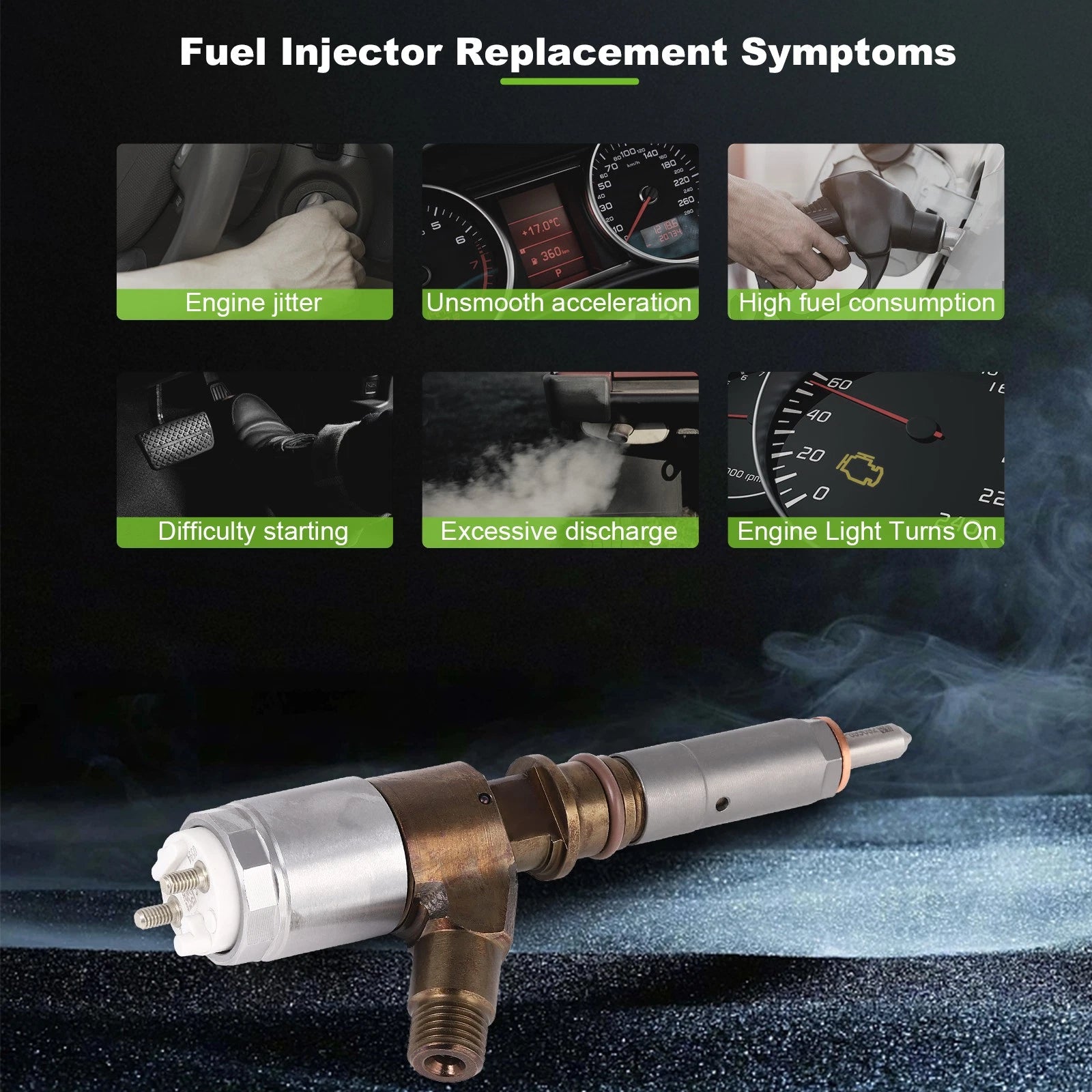 Common Rail Injector for Caterpillar C4.4 C6.6 R1300G (10R7672, 2645A747)