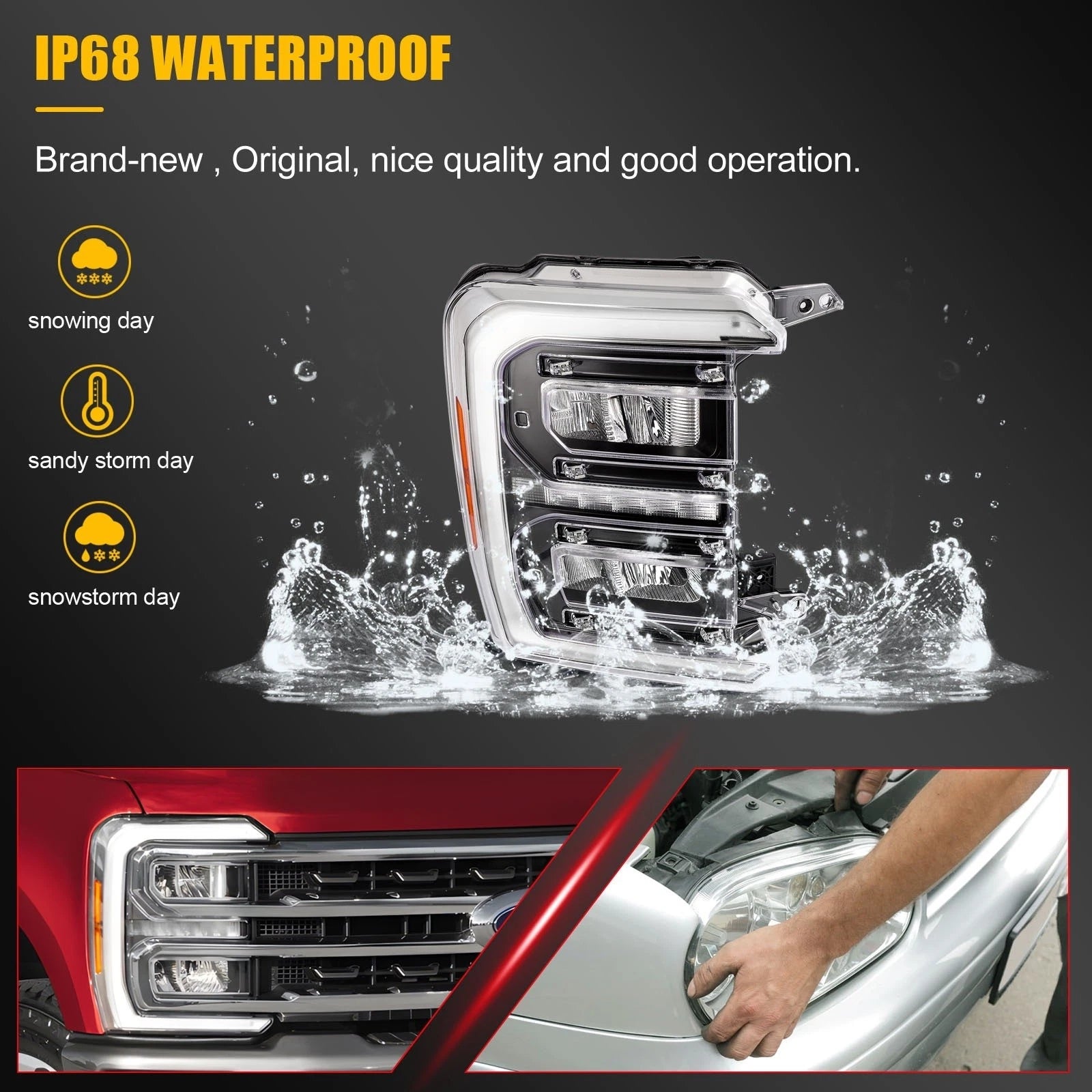 Full LED DRL Headlight for Ford F-250 F-350 Super Duty (2023–2025)