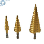 3 Pack HSS Steel Step Cone Drill Bit Set 4-20mm/4-12mm/4-32mm
