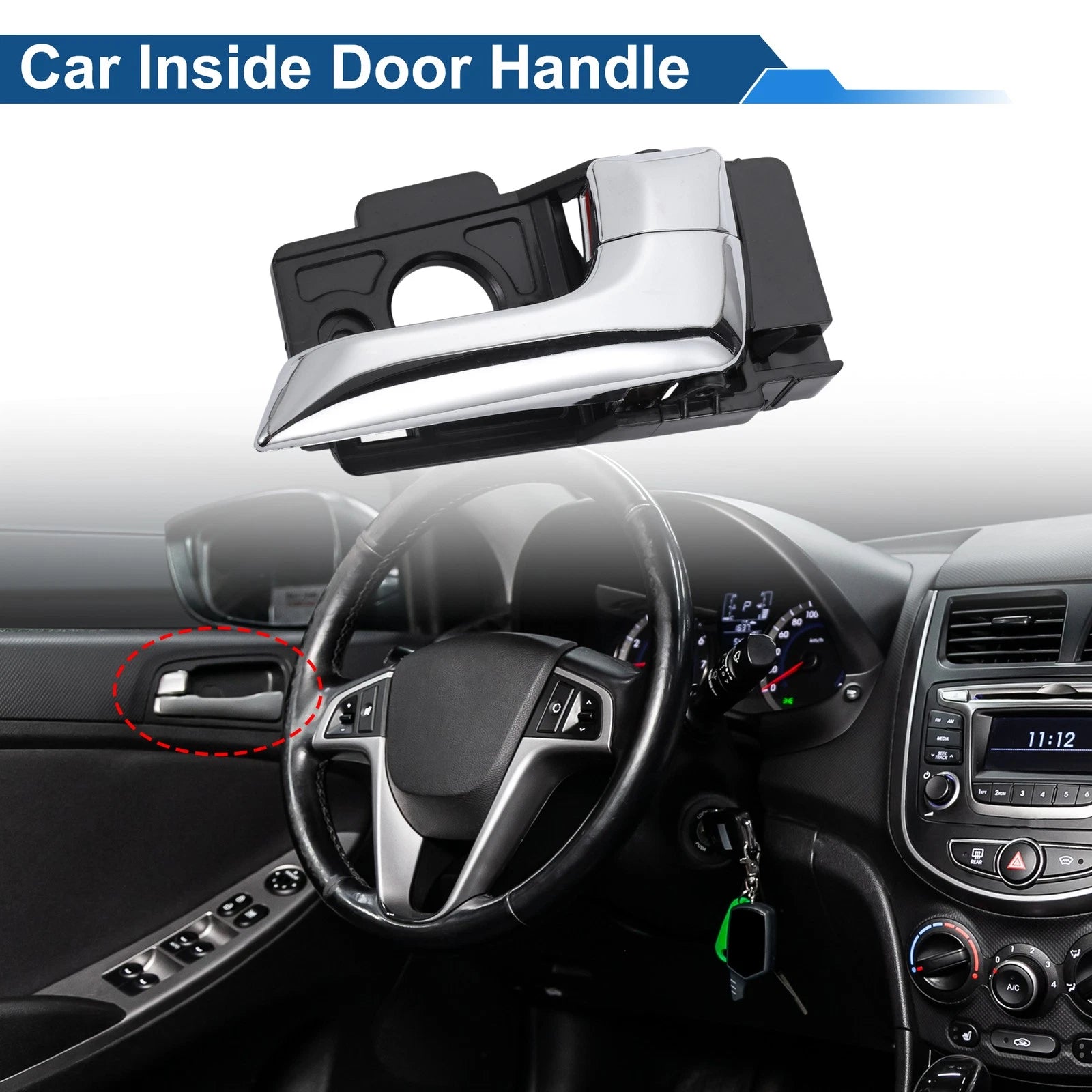 Front Driver Side Interior Door Handle for Kia K2 (2013–2015) No. 826204X000