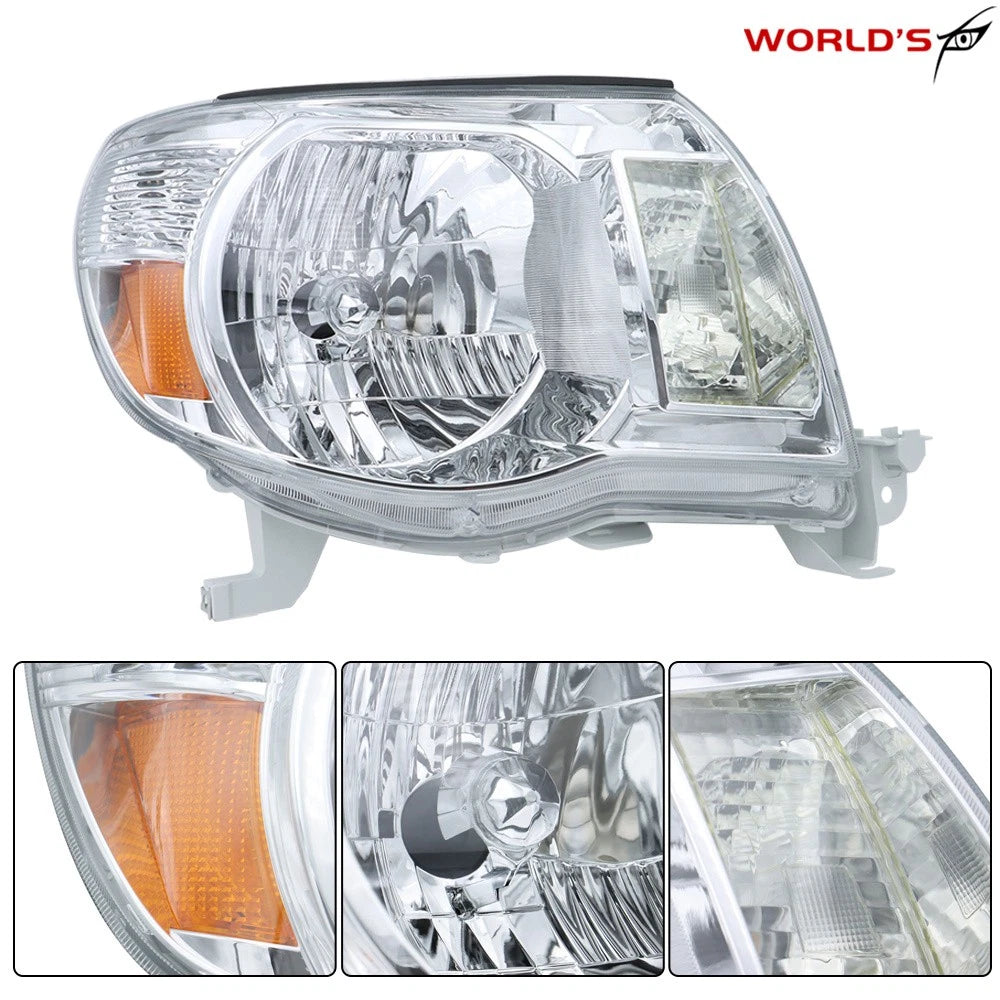 Set of 2 Chrome Housing Headlights for Toyota Tacoma (2005–2011)