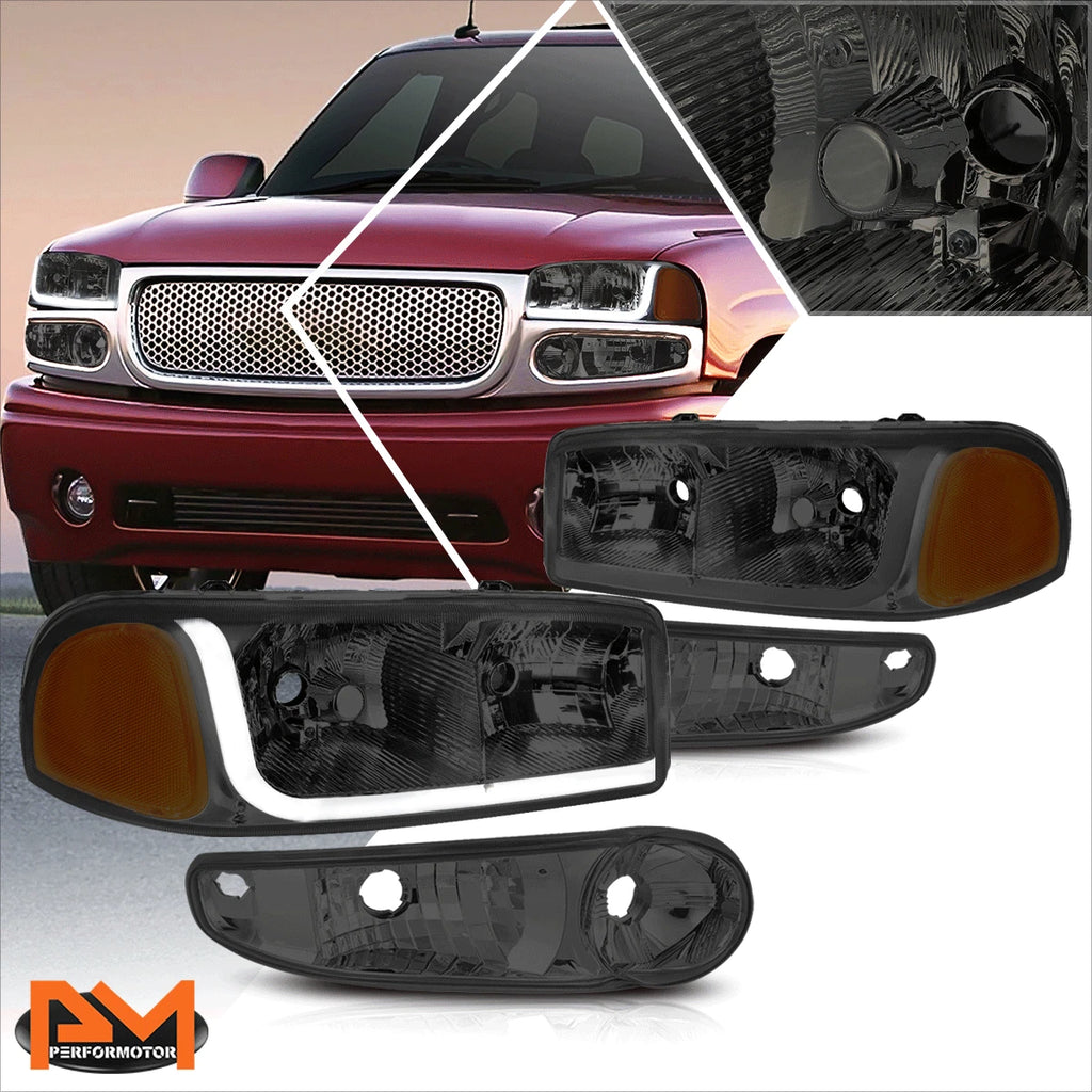 Headlight with LED DRL for GMC Sierra/Yukon Denali (2001–2007) Smoked Lens