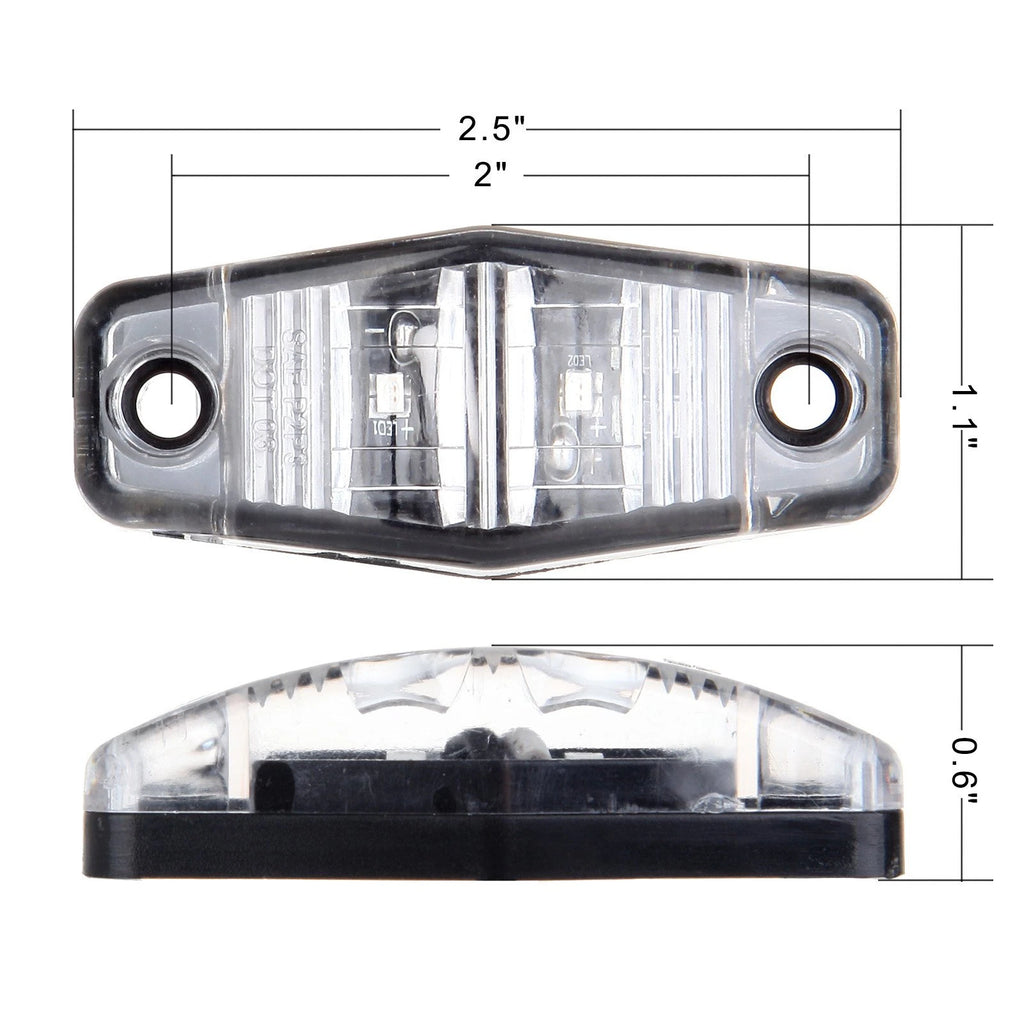 2X Side Marker Lights for Trailer Truck (Clear/Amber)