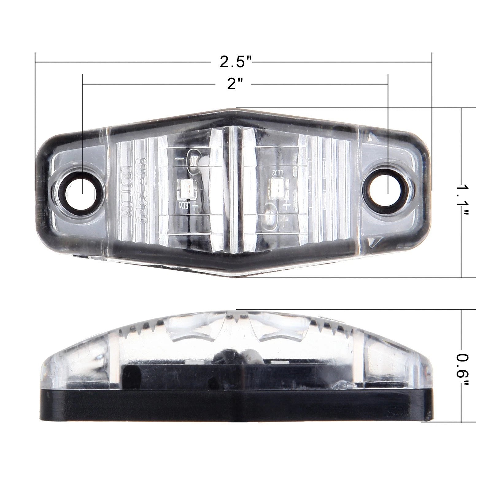 2X Side Marker Lights for Trailer Truck (Clear/Amber)