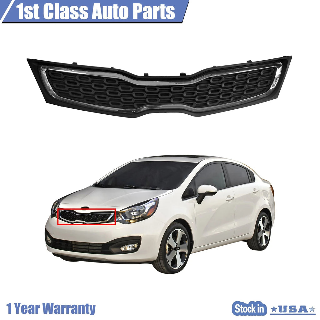 Front Bumper Grille with Chrome Trim for Kia Rio Sedan (2012–2015)