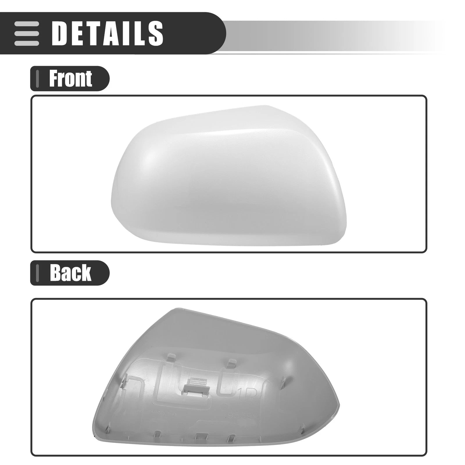 Right Side Mirror Cover Cap for Toyota Highlander (2009–2014) ABS White