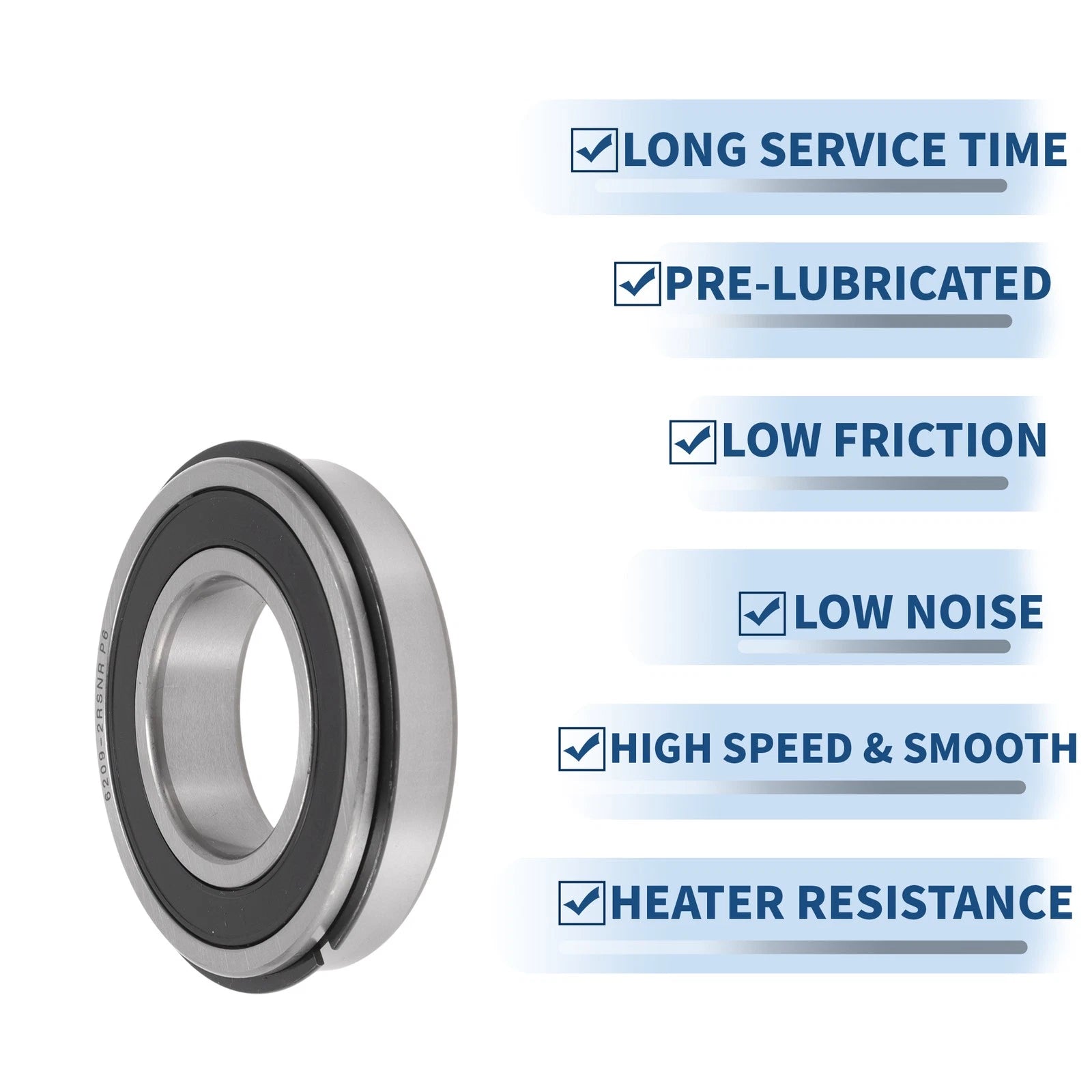 6209NR2RS Deep Groove Ball Bearings for Scooter Skateboard (45x85x19mm)