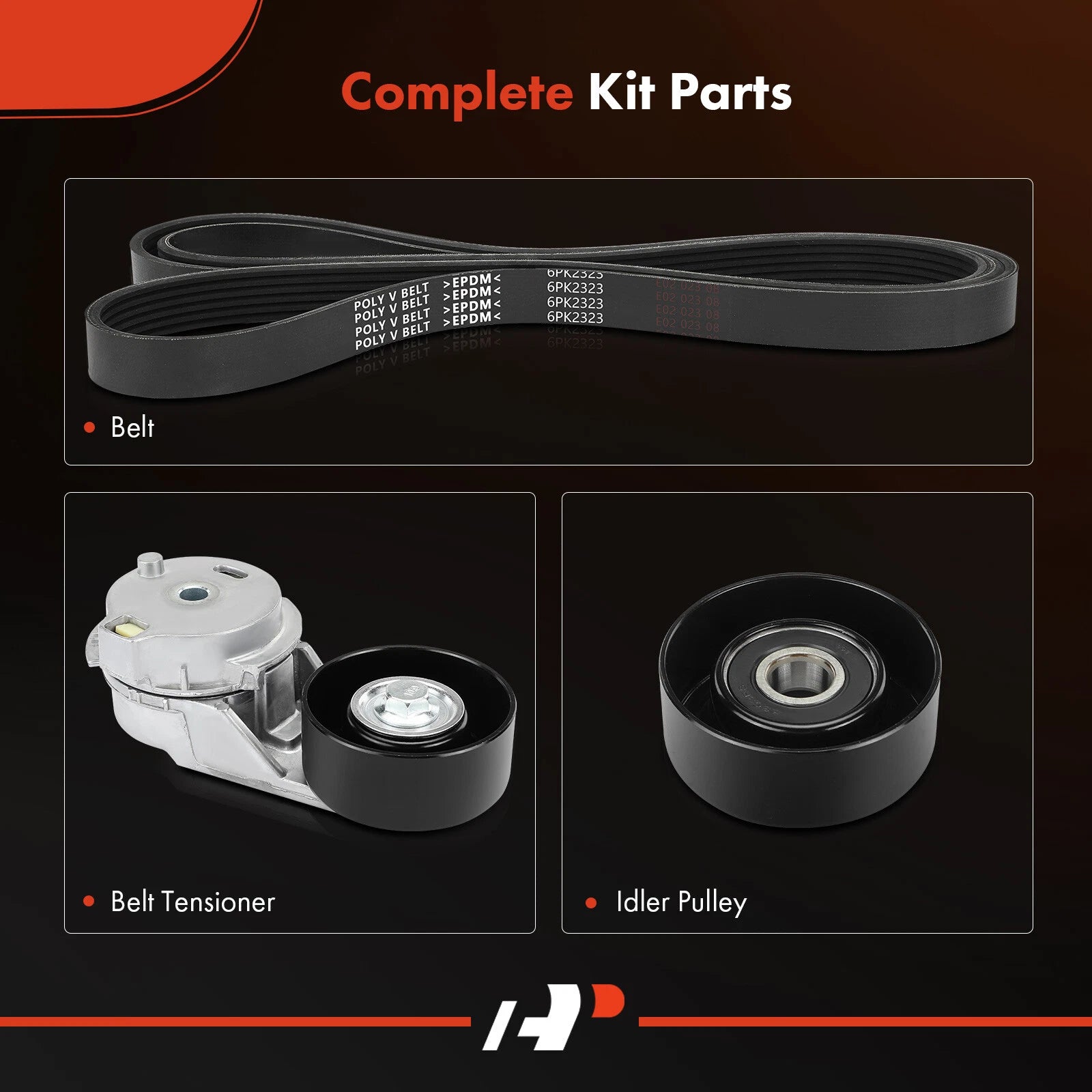 3X Serpentine Belt Drive Component Kit for GMC Envoy Chevy Trailblazer (2002–2009)