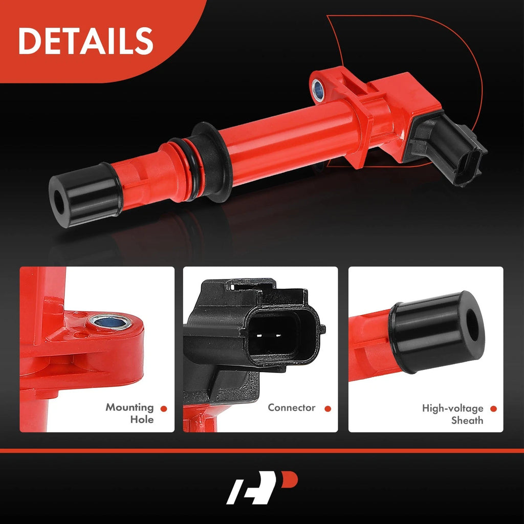 6X Red Ignition Coil Pack for Jeep Grand Cherokee (2005–2008) Dodge Ram 1500 (2005–2008)