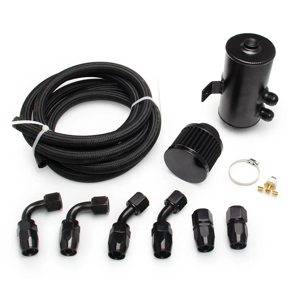10AN Oil Catch Can Reservoir Tank for - Baffled, Breather Filter, Fuel Hose Fittings