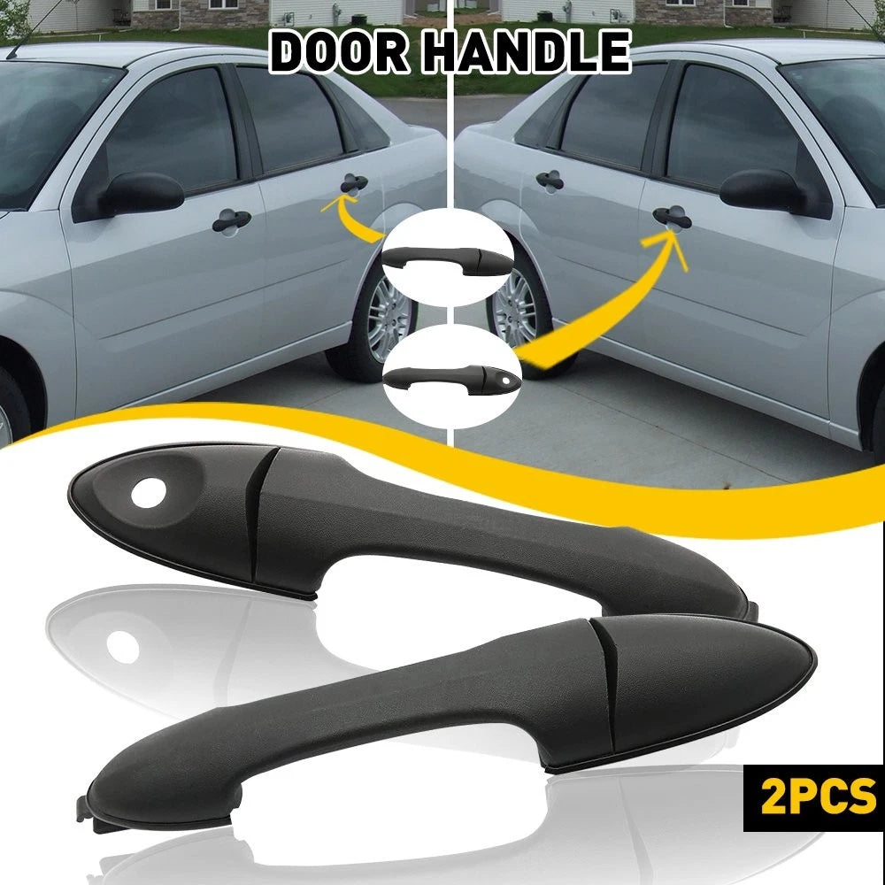 2X Door Handle for Ford Focus (2000–2007) 2T2Z7822404BAPTM Rear Outer Smooth Black