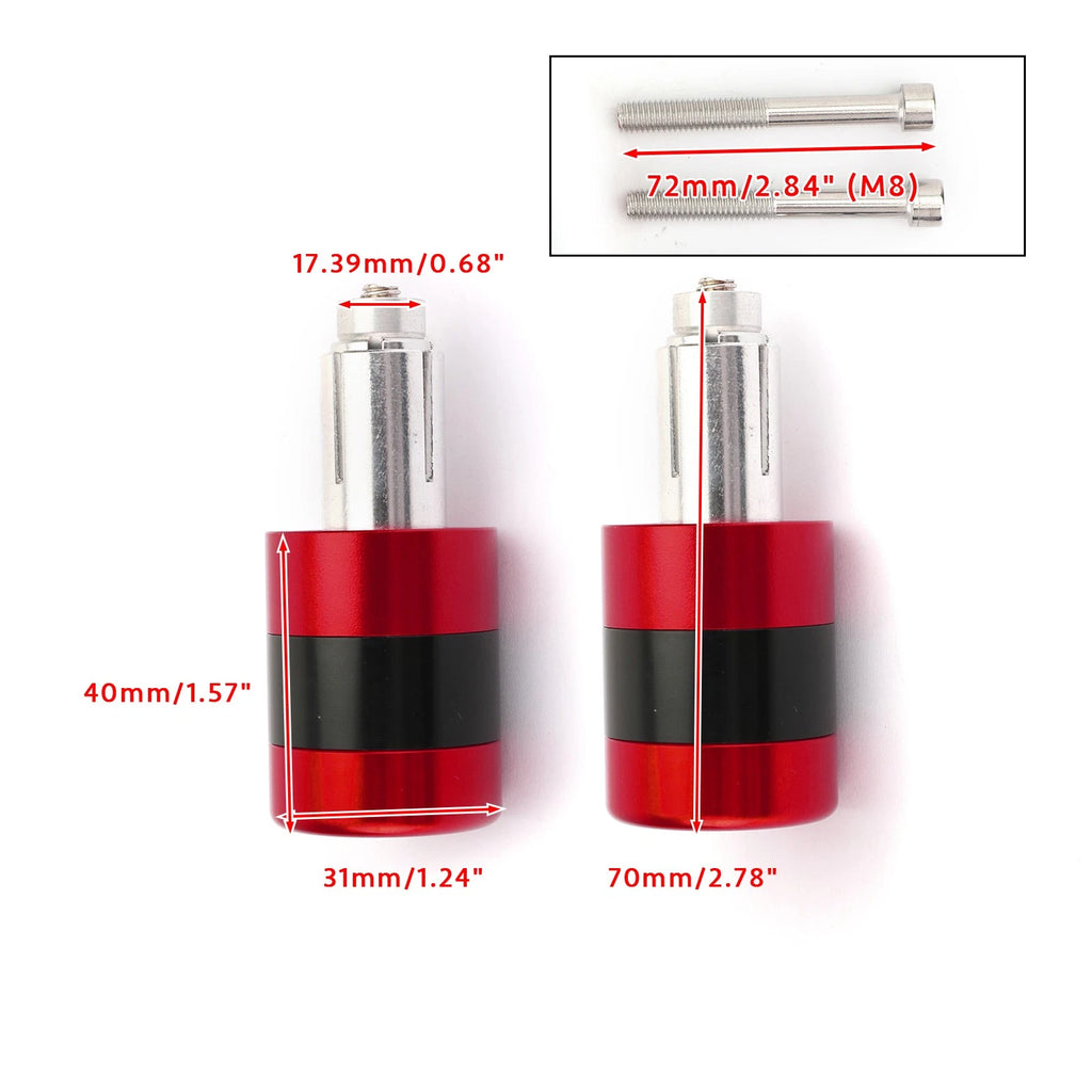 Anti Vibration Handle Bar End Cap for Motorcycle (7/8" 22mm, M6/M8) Red