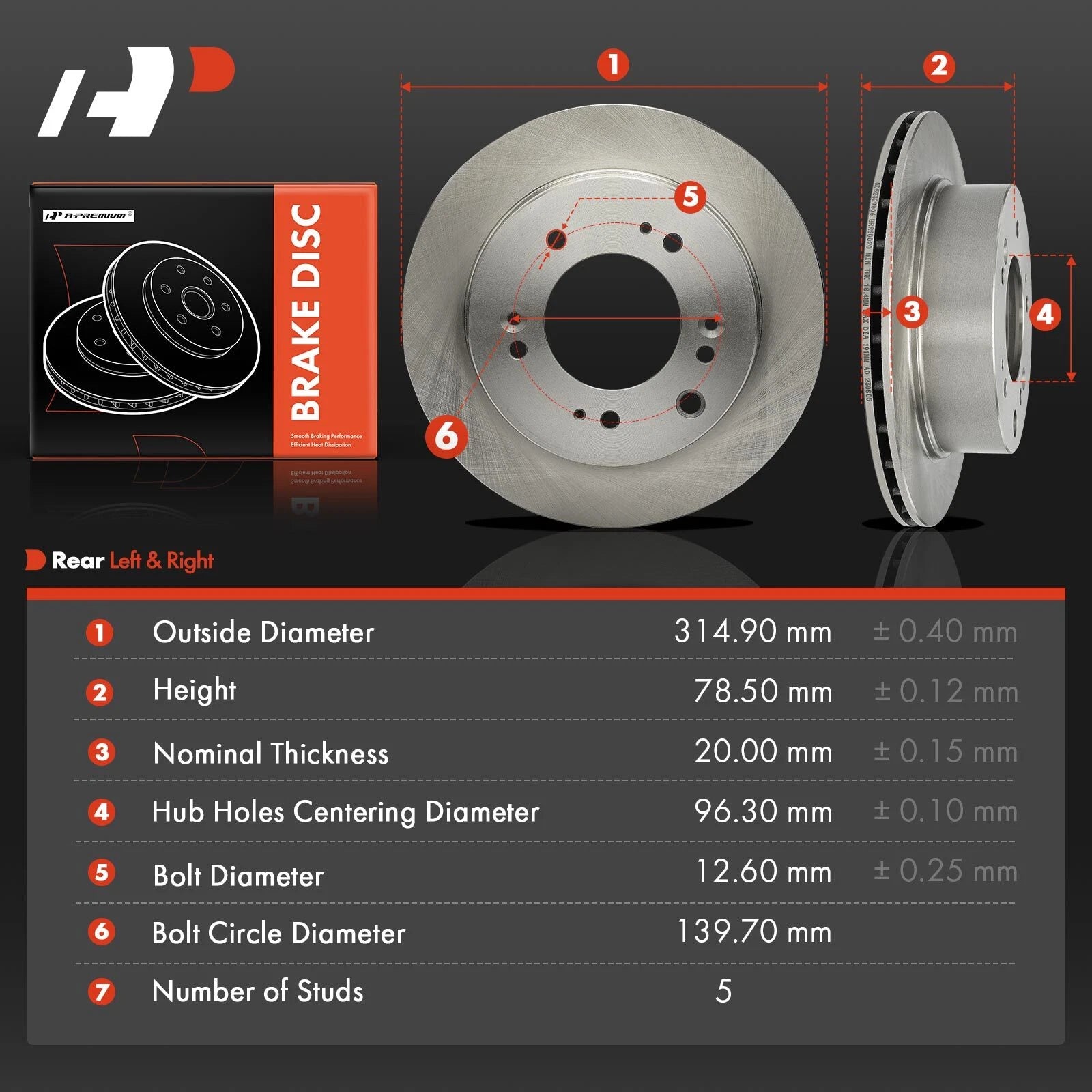 Rear Disc Brake Rotors for Kia Sorento (2007-2009)
