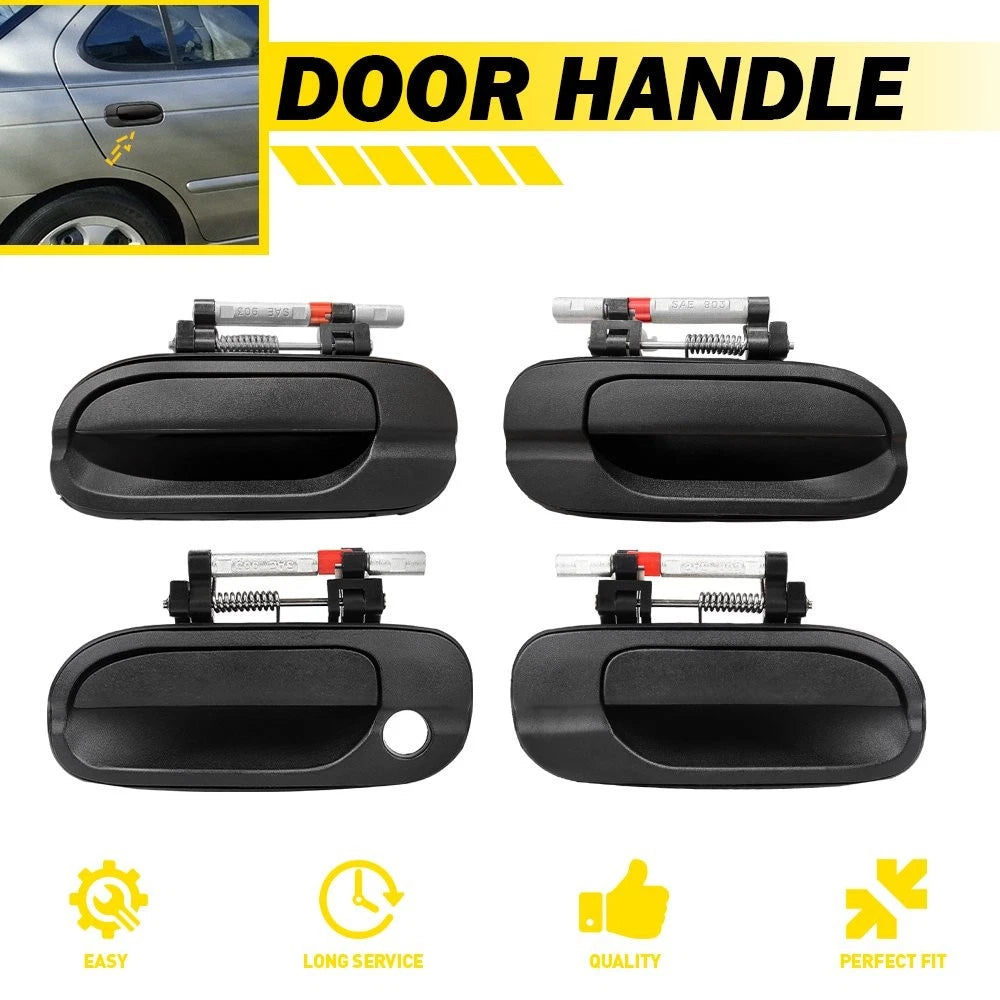 Set of 2 Outside Door Handles Smooth Black for Nissan Sentra (2000–2006)