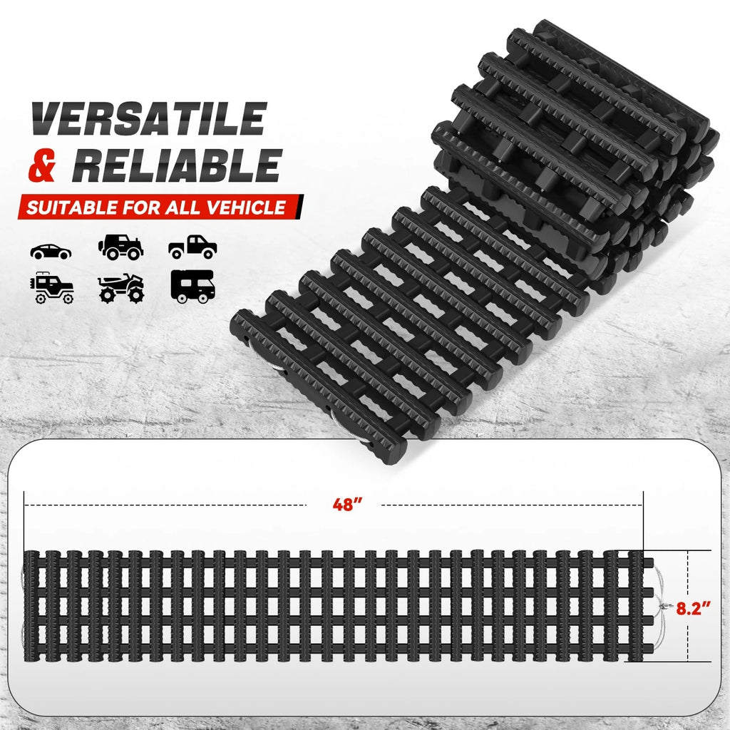 2X Sand Snow Recovery Traction Tracks Mats for Cars Trucks (10 Ton, 48")