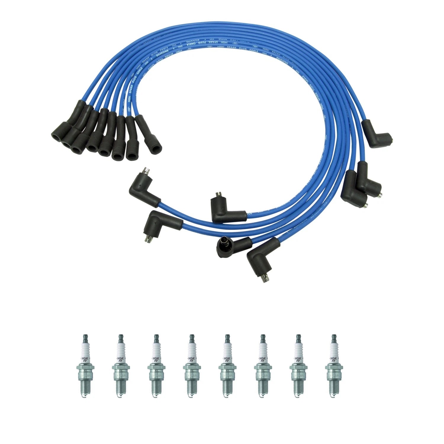 NGK Wire Set & 8 V-Power Spark Plugs for Bel Air Biscayne (1958–1965)