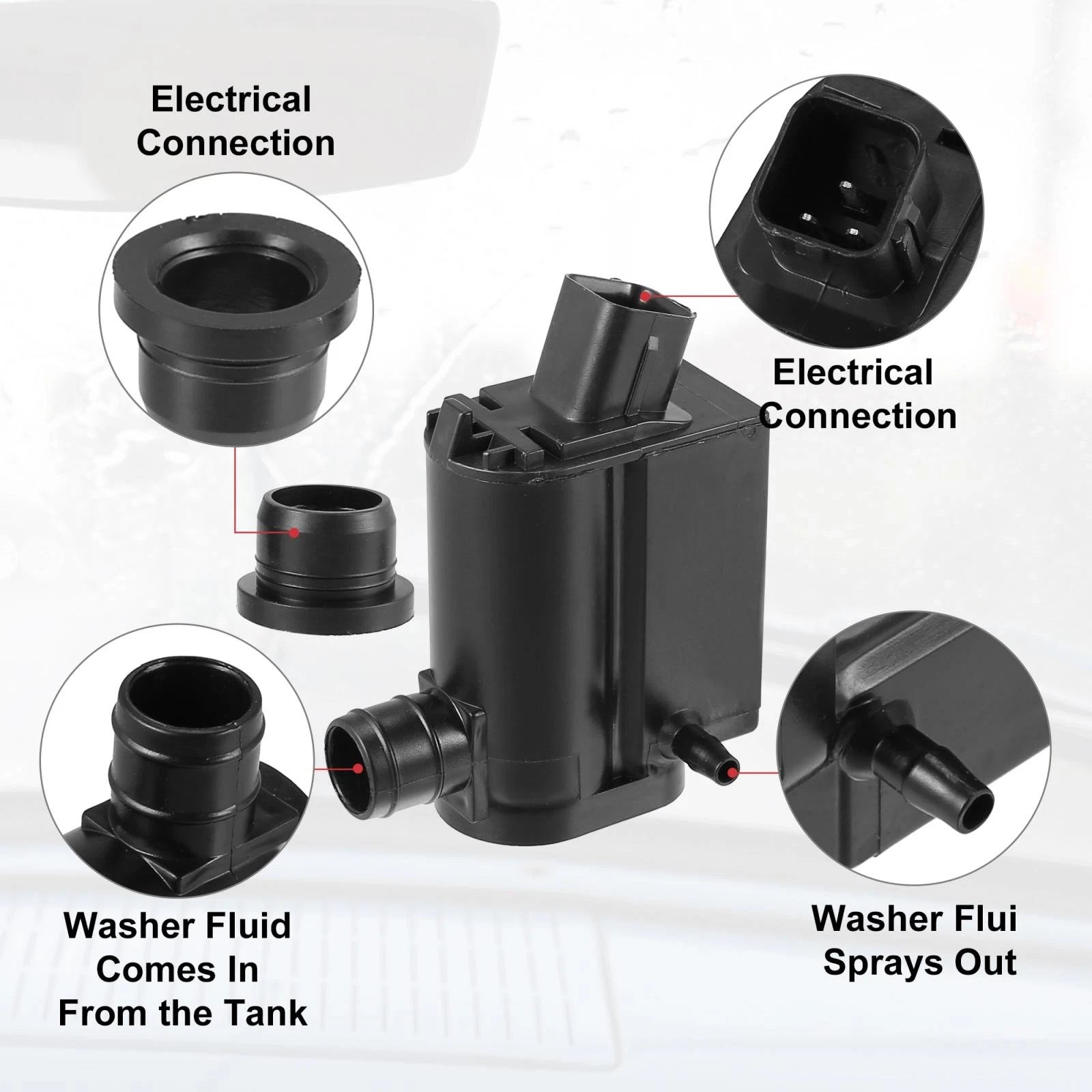 Windshield Washer Motor Pump 98510-1W000 for Hyundai Elantra Accent Santa Fe (2011–2019)