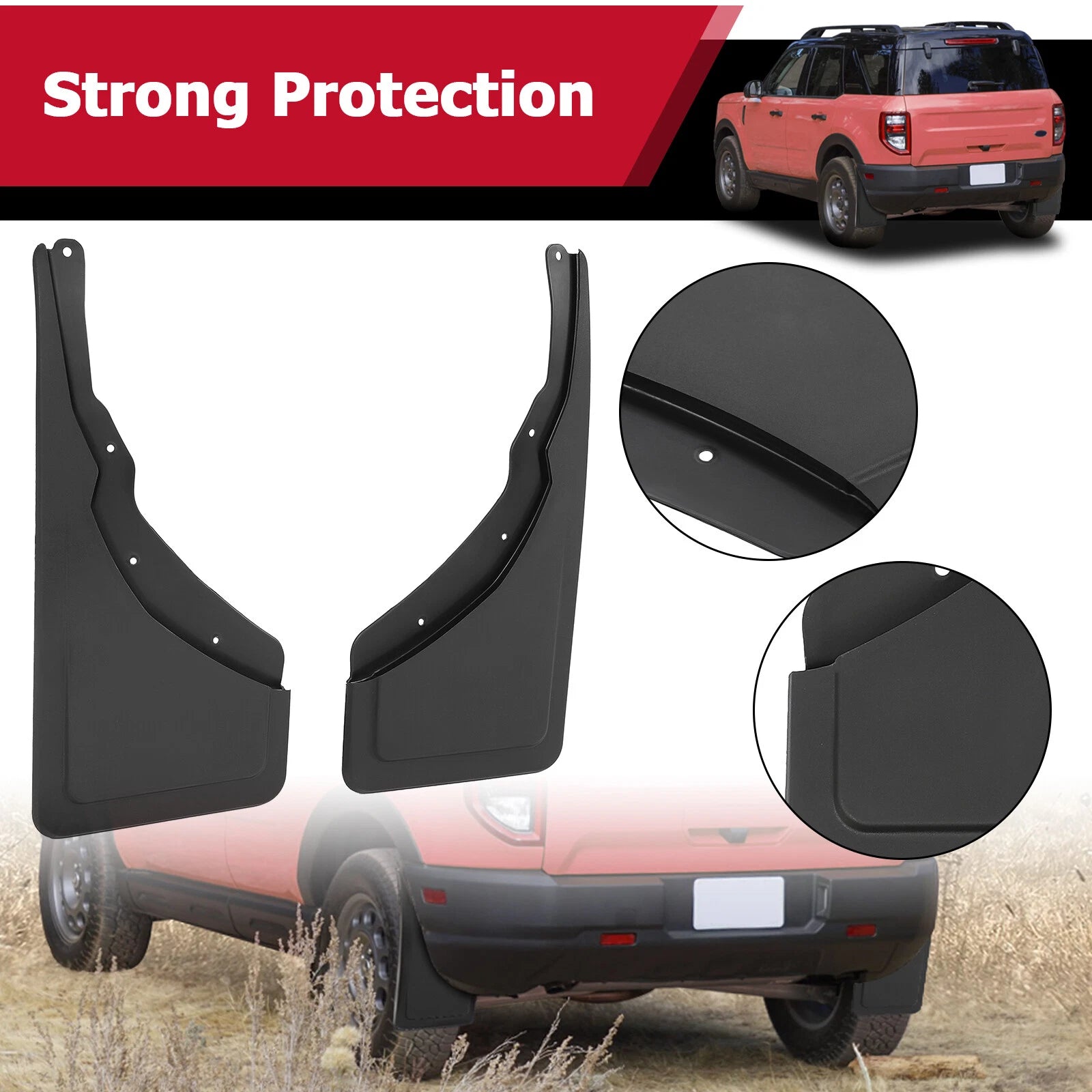 Set of 2 Rear Mud Flaps for Ford Bronco Sport (2021–2024)