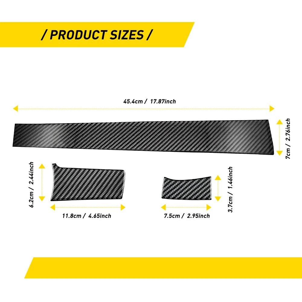 3Pcs Carbon Fiber Dashboard Console Cover for Honda Civic (2016–2021)