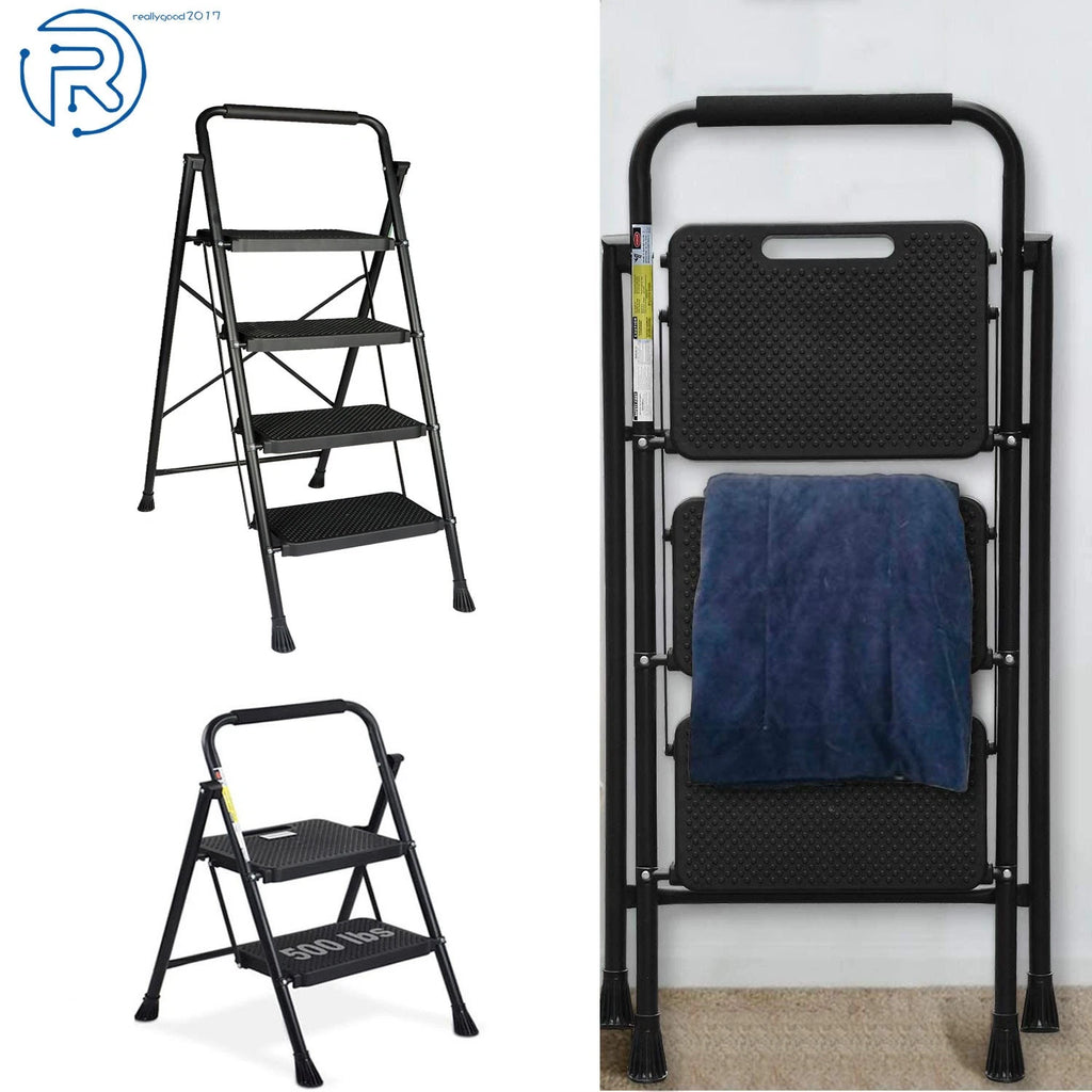 2X Step Folding Portable Ladder with Anti-Slip Pedal