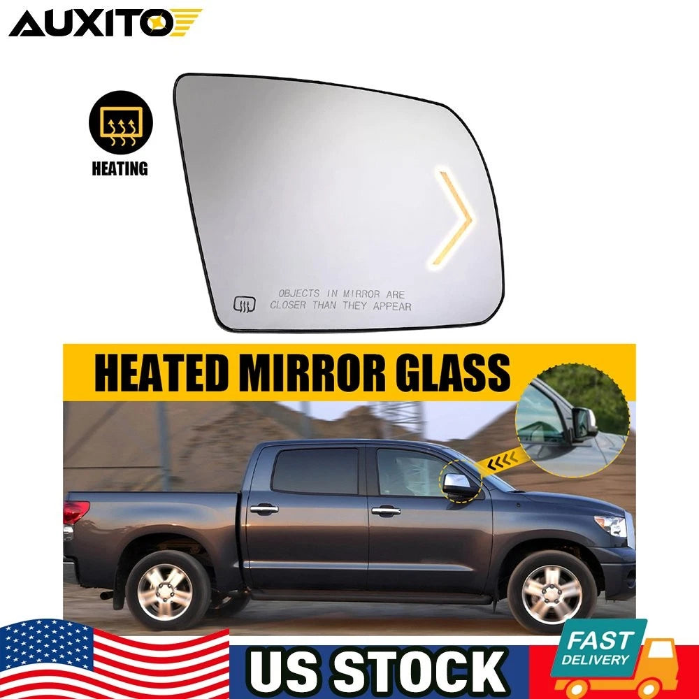 Heated Right Passenger Side Mirror Glass with Turn Signal for Toyota Sequoia (2008–2017)