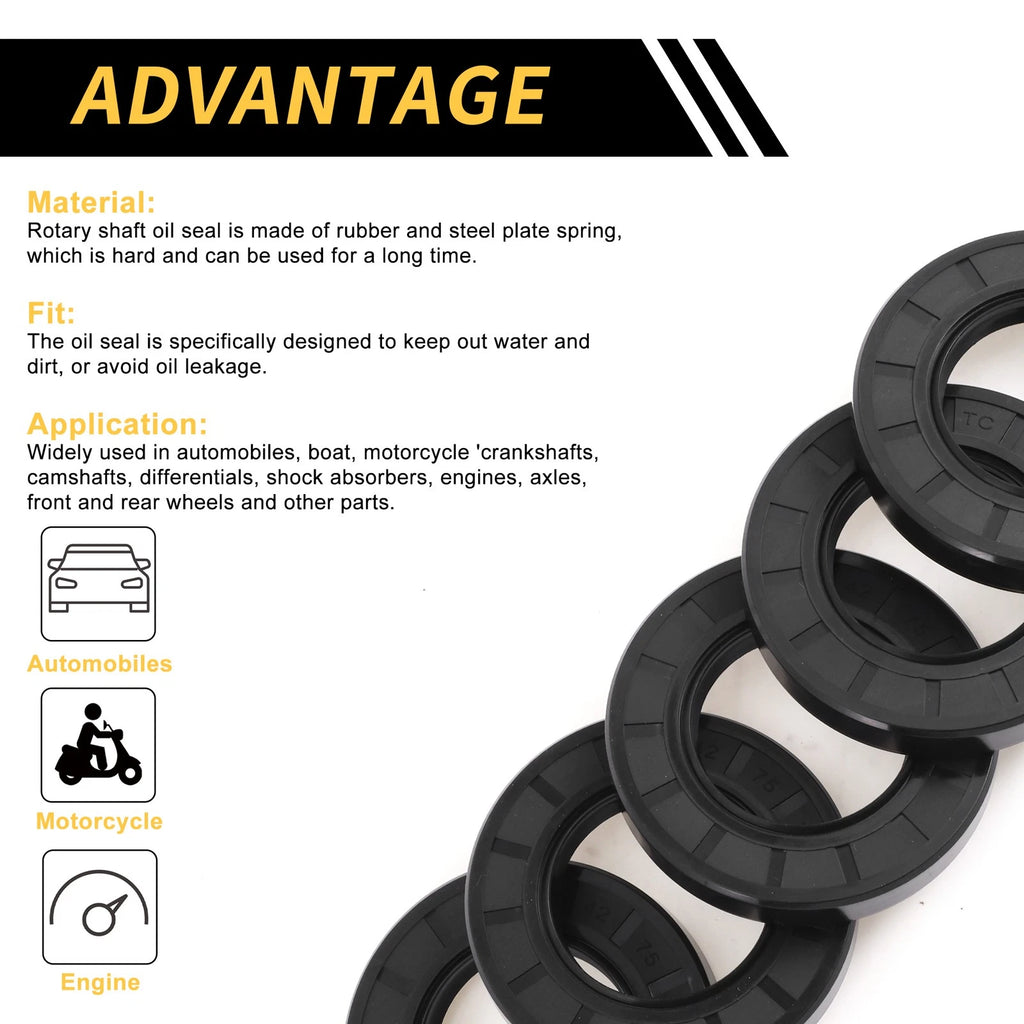 Set of 5 Oil Seal Rotary Shaft Seal NBR Rubber 42x75x12mm