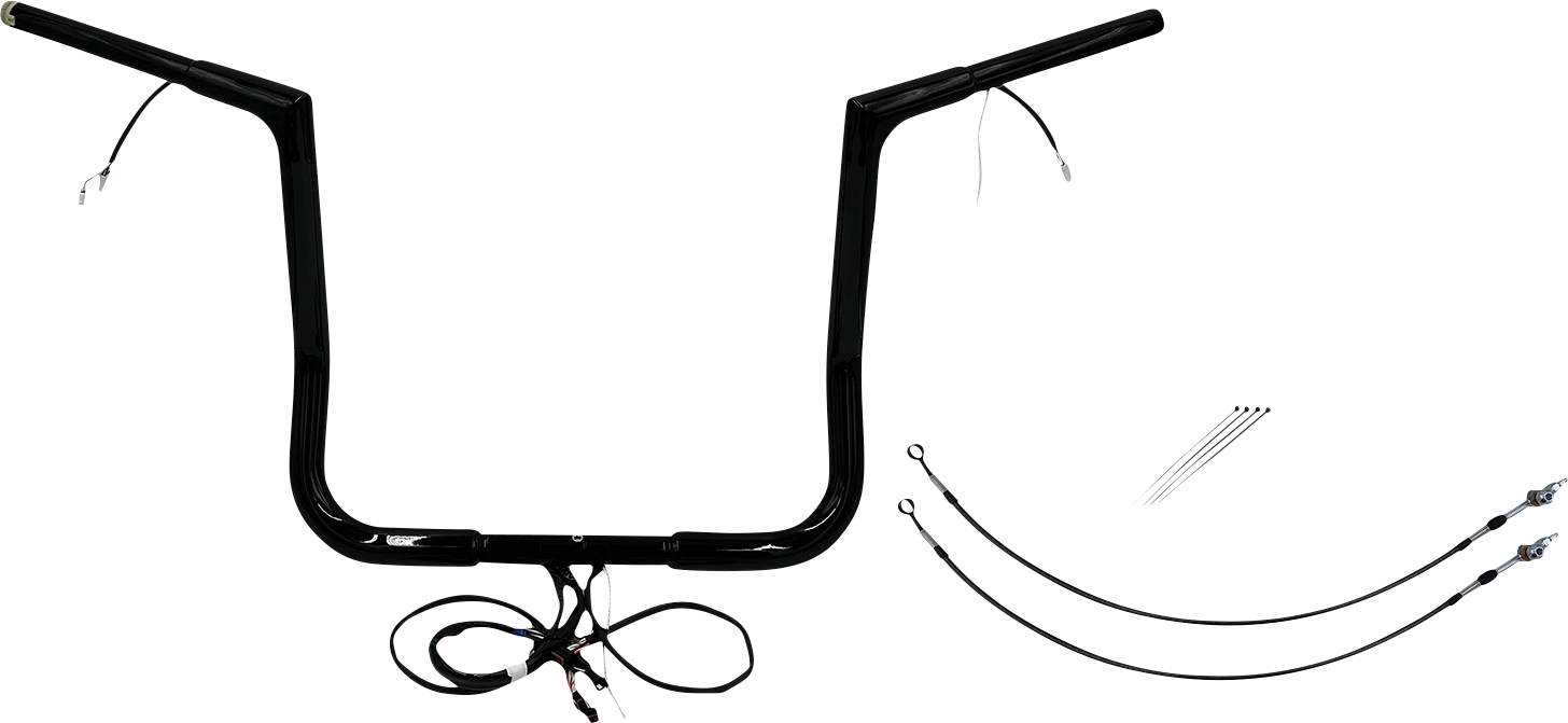 1-1/4" Flat Top Handlebar Kit for Harley Davidson (EZ Install, 14", Black)