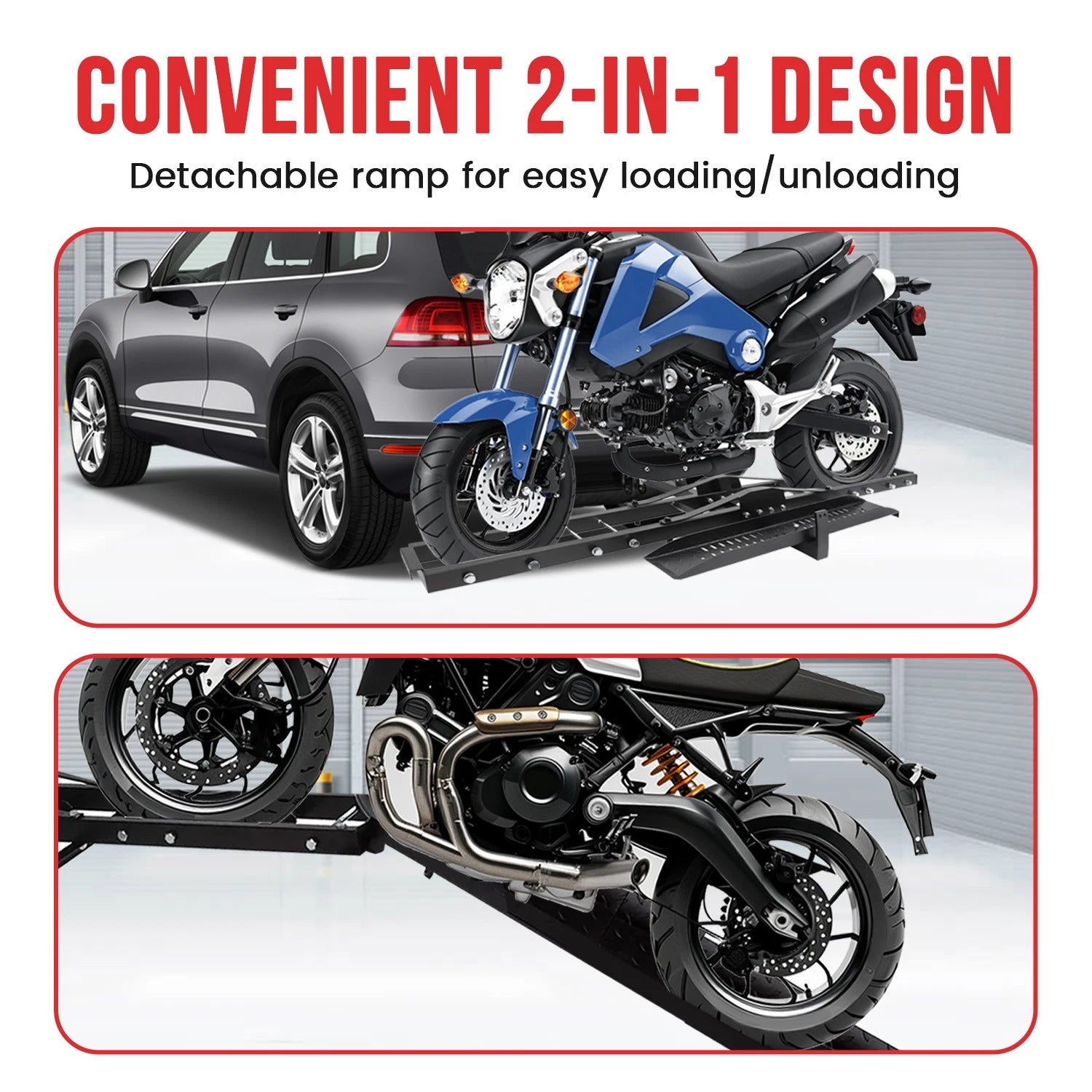 Hitch-Mount Motorcycle Carrier for Truck (75")