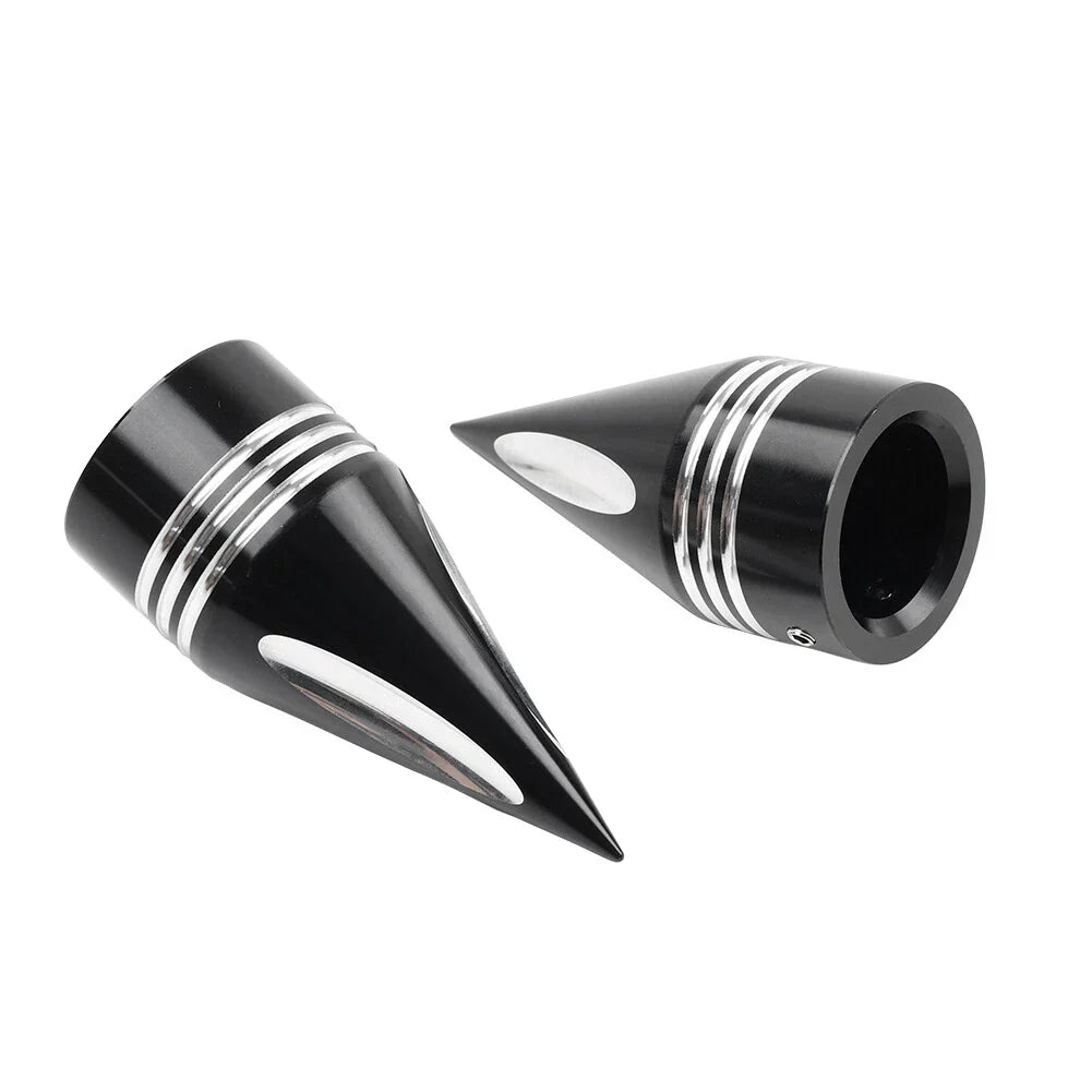 Black & White Spike Front Axle Cap Nut for Harley Touring Dyna Sportster