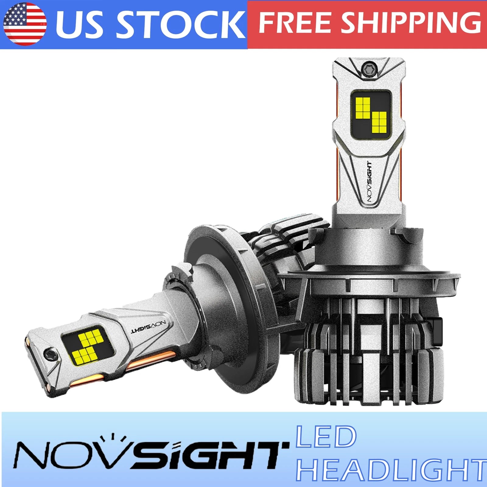 2X H13 9008 LED Headlight Bulbs for 32000LM 6500K White