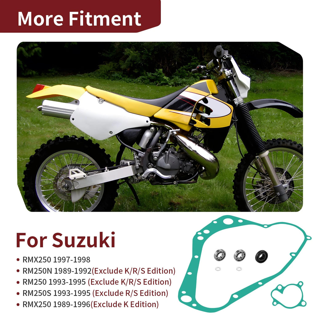 Water Pump Rebuild Kit & Gasket for Suzuki RMX250 RM250 (1989–1998)
