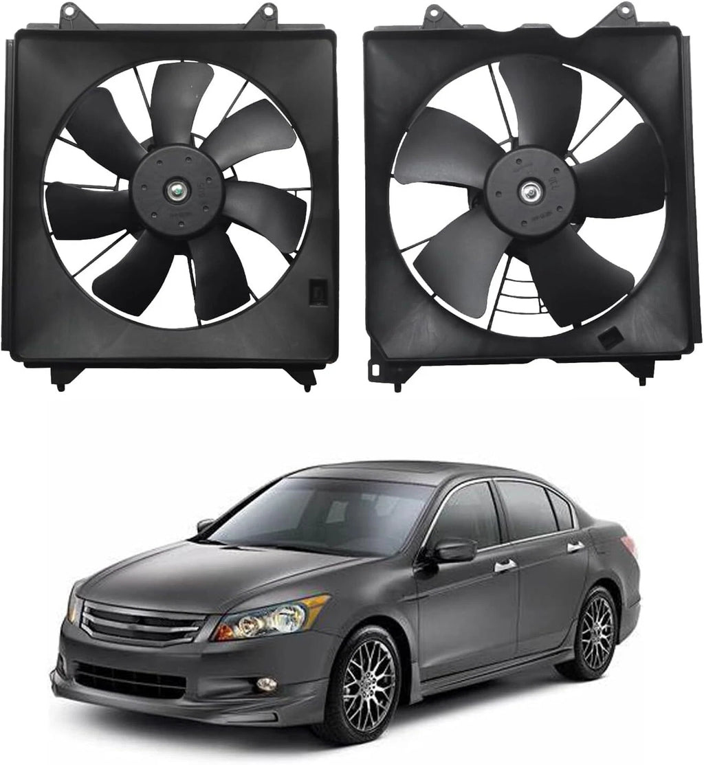 2Pcs Radiator Cooling Fan Set for Honda Accord (2013–2017) w/ Blade Motor & Shroud