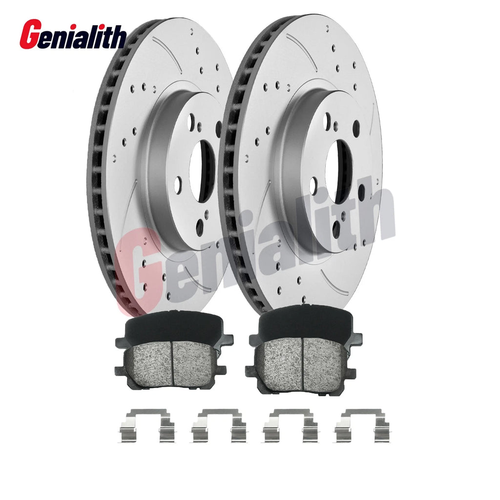 Front Drilled & Slotted Brake Rotors & Pads for Pontiac Vibe Toyota Corolla Matrix (2003–2008)