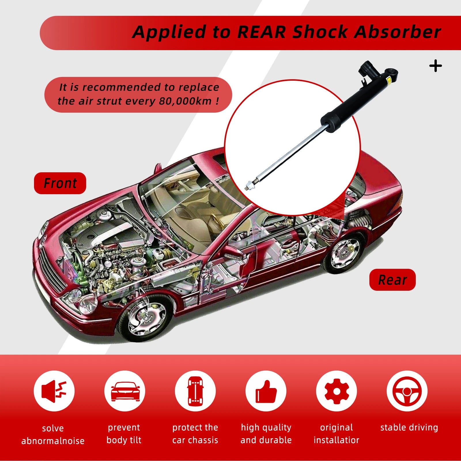 Rear Right Shock Absorber for VW Passat CC Golf Tiguan (2008–2018)