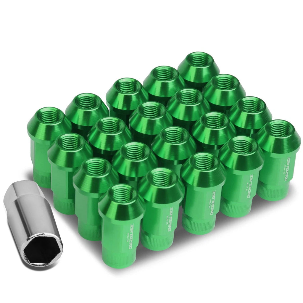 Set of 4 Open End M12x1.25 44mm Tall Green Aluminum Lug Nuts for JDM Rims