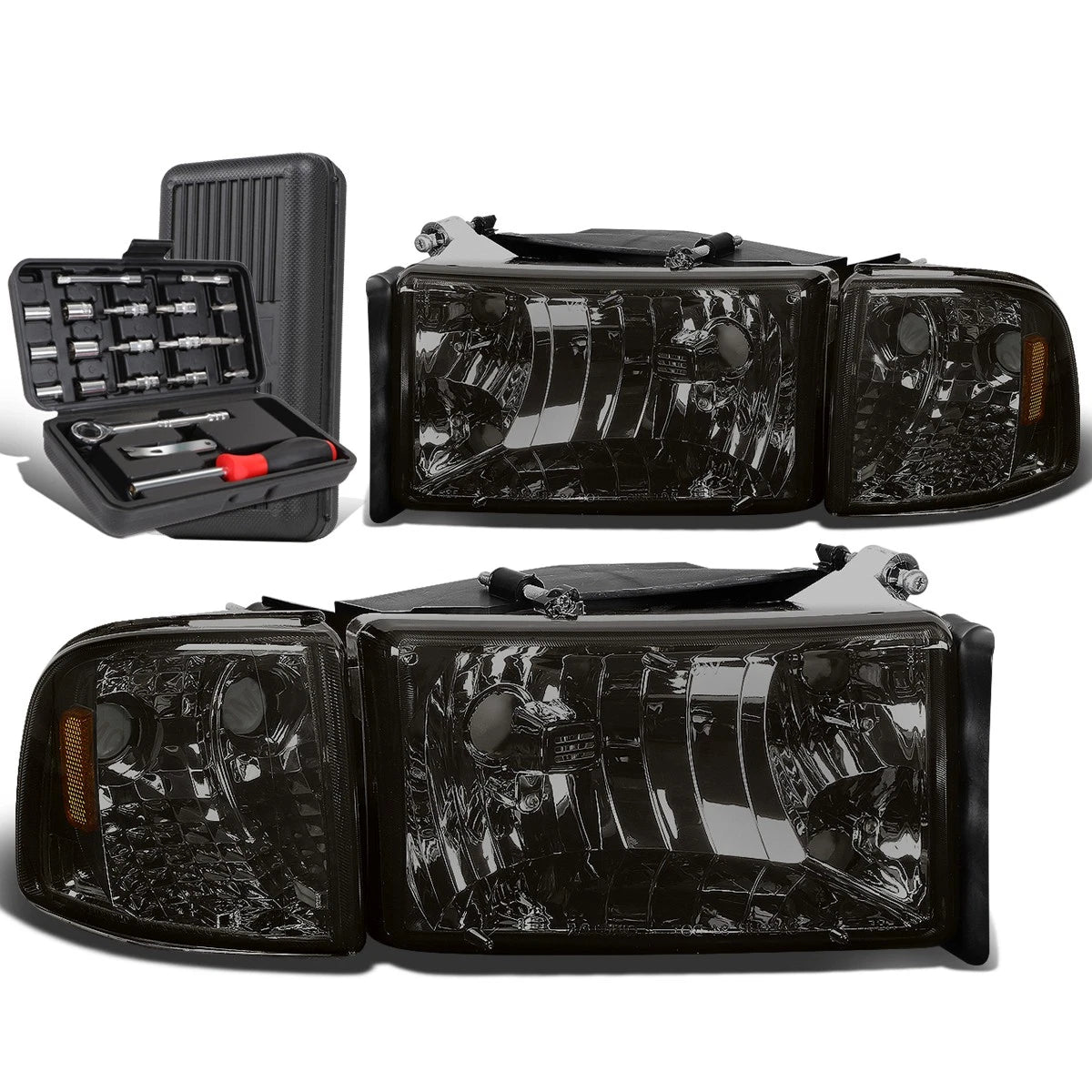 Smoked/Amber Side Headlight Lamps for Dodge Ram Pickup (1994–2002)