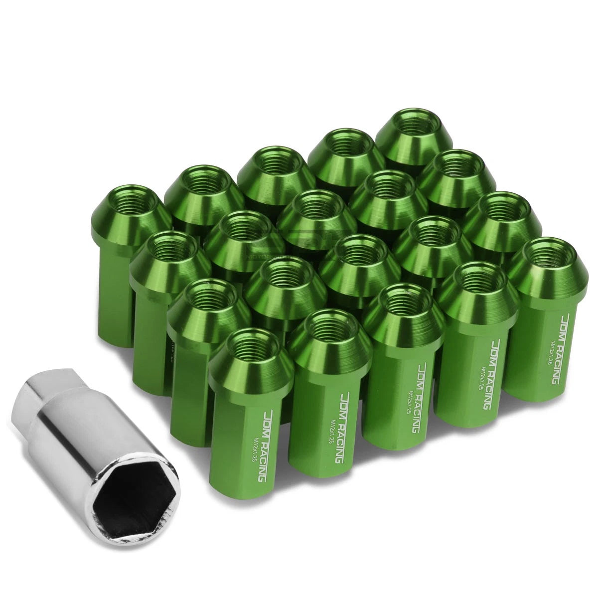 Set of 20 Closed End M12x1.25 Gun Metal Aluminum Lug Nuts + Adapter