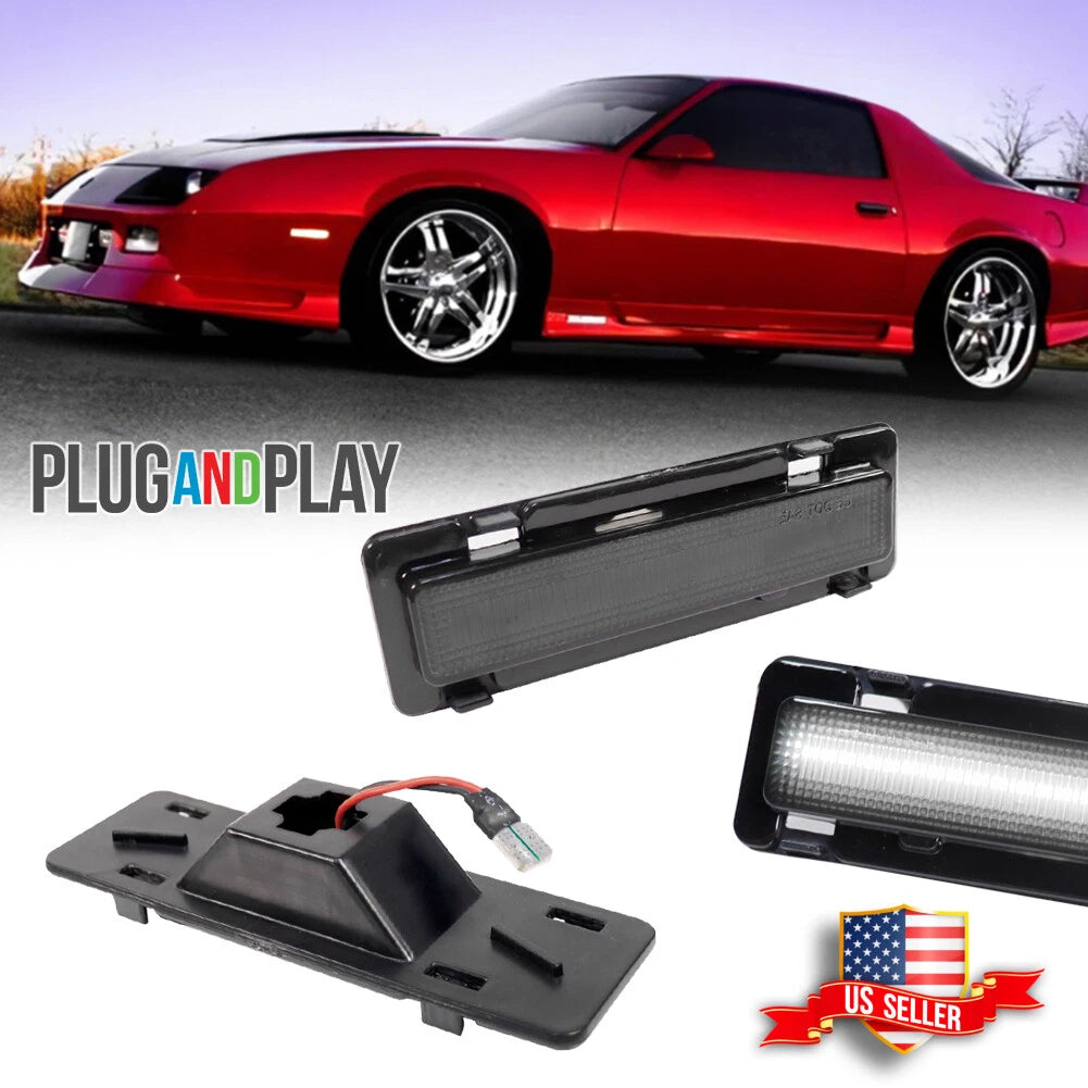 2X Smoked White LED Side Marker Lights for Chevy Camaro Pontiac Firebird (1982–1992)