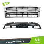 Front Bumper Cover & Grille for Chevy Suburban/Tahoe (2015–2020) W/ Sensor Hole