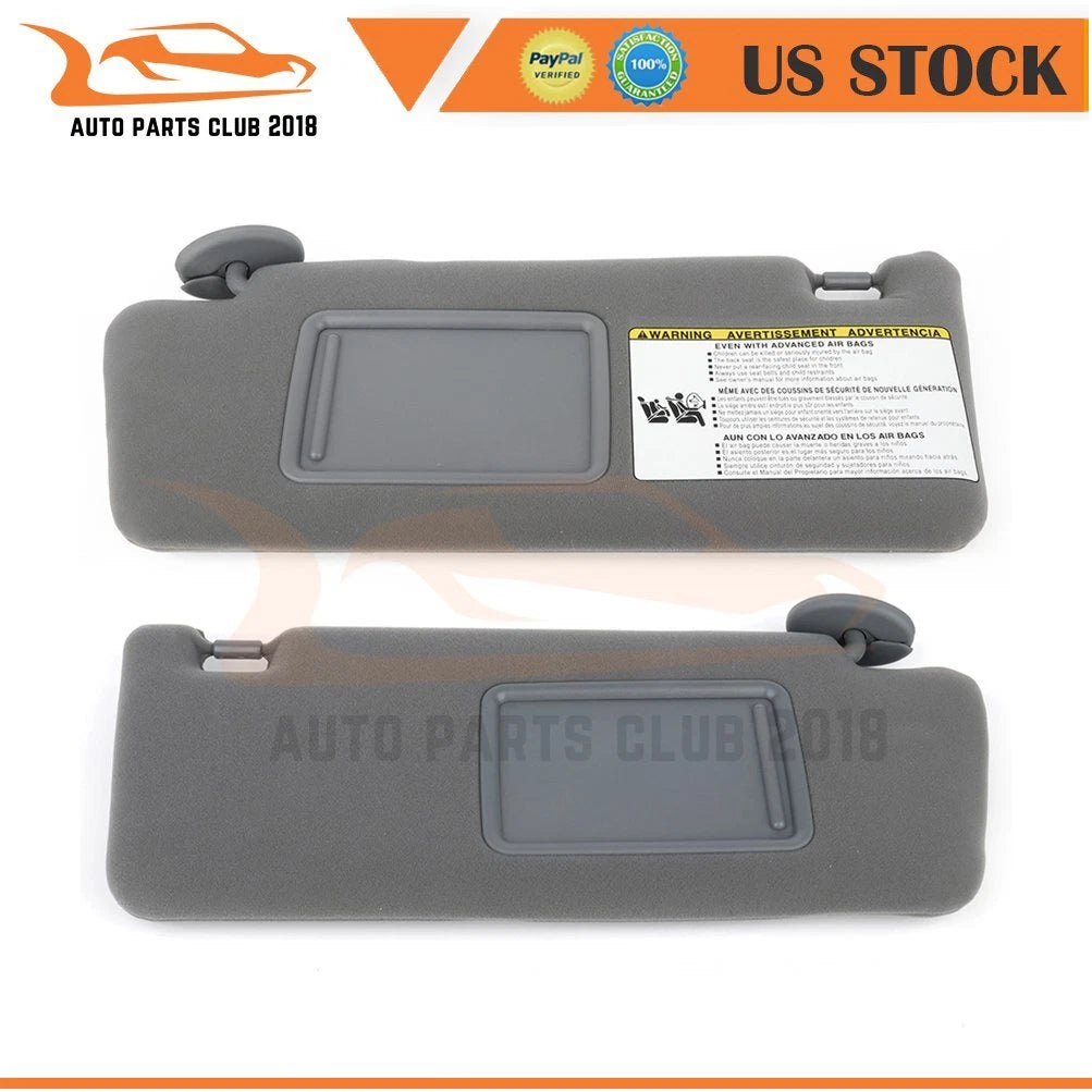 Set of 2 Sun Visors for Toyota Tacoma (2005) Med Gray with Extensions & Mirrors