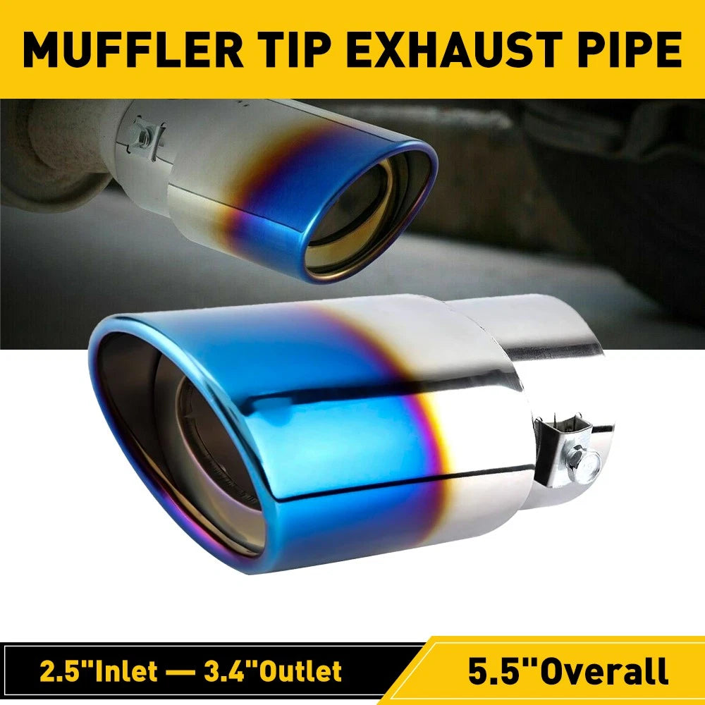 Stainless Steel Exhaust Pipe Tip for Universal Cars (Burnt Blue)