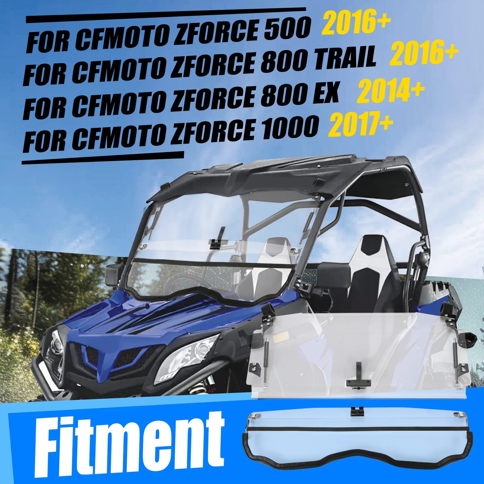 Front Flip Windshield for CFMOTO ZForce 500/800/1000 (2015–2023)