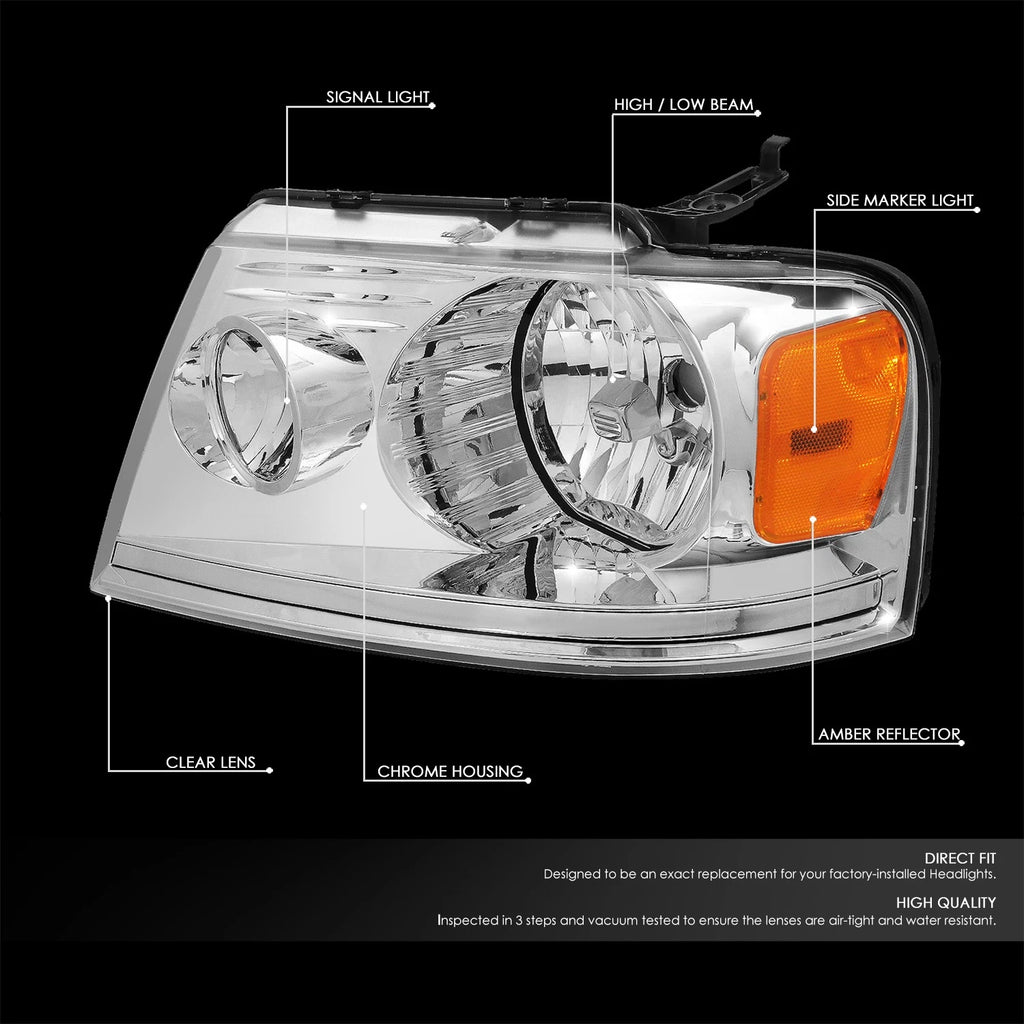 Factory Style Headlights for Ford F-150 Lincoln Mark LT (2004–2008) Chrome/Amber