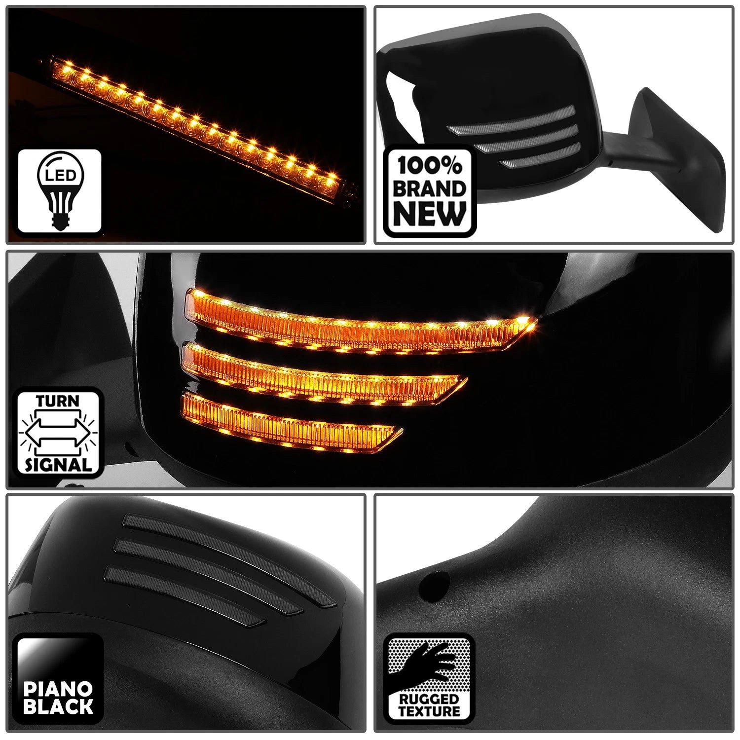 Sequential LED Turn Signal Hood Mirrors for International MV HV LT (2018–2022)