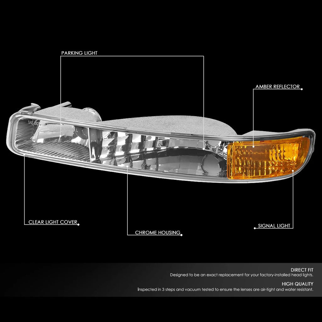 Chrome Housing Clear Lens Amber Corner Bumper Light for GMC Sierra/Yukon (1999–2006)