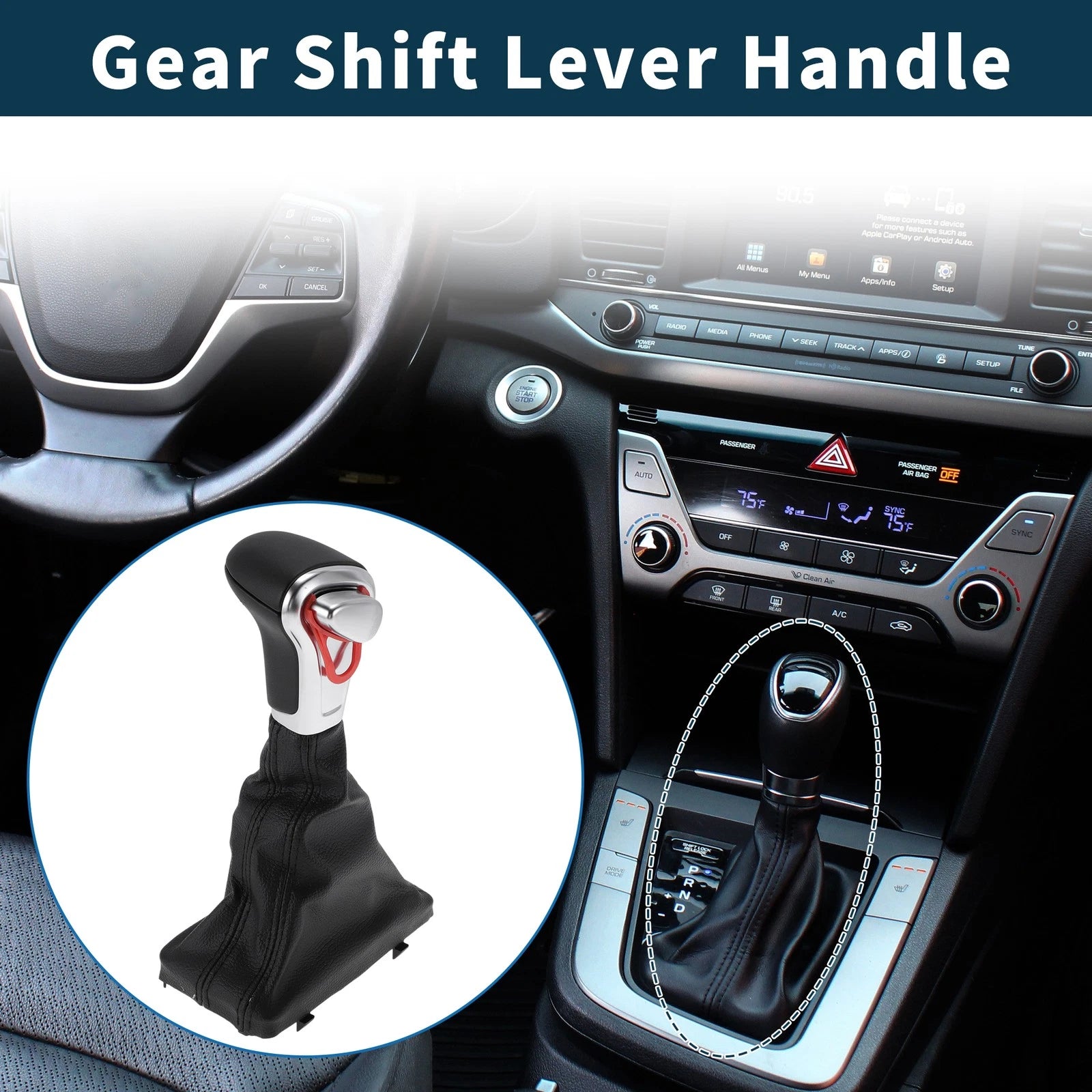 Gear Shift Knob Handle for Audi A3 8P (2004–2015) Plastic Faux Leather