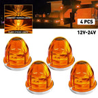 4X Amber Flash LED Round Marker Lights for 12V 24V Vehicles