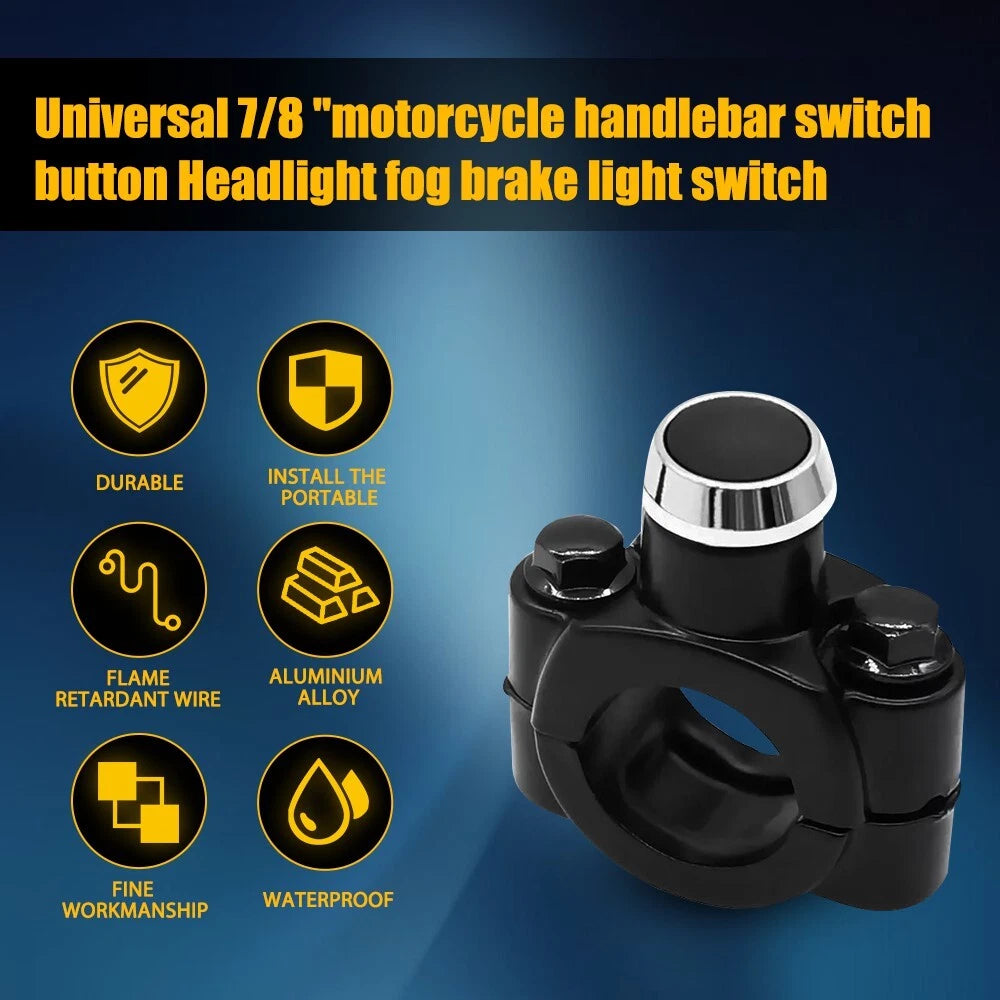 12V Motorcycle Push Button Switch for Universal Handlebar Mount
