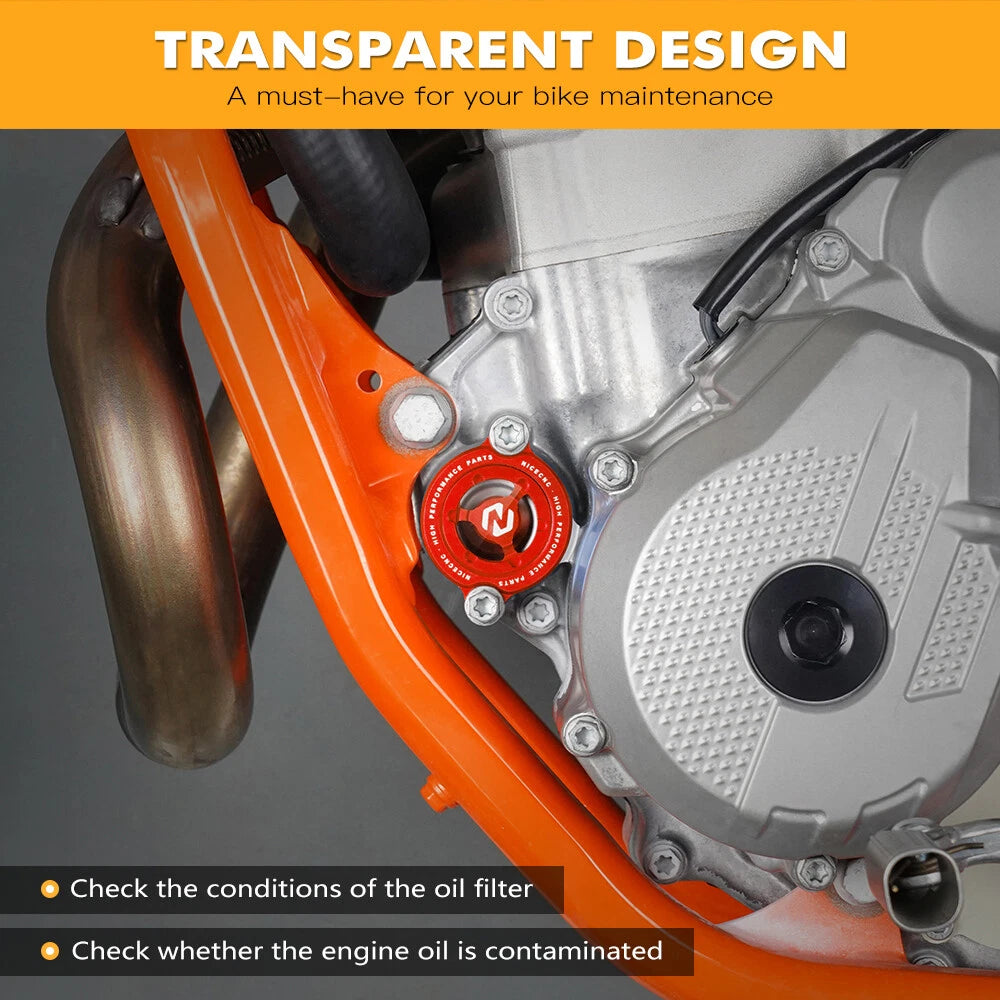 Clear engine oil filter cover for GAS GAS MC250F MC350F MC450F EX450F (2021–2025)