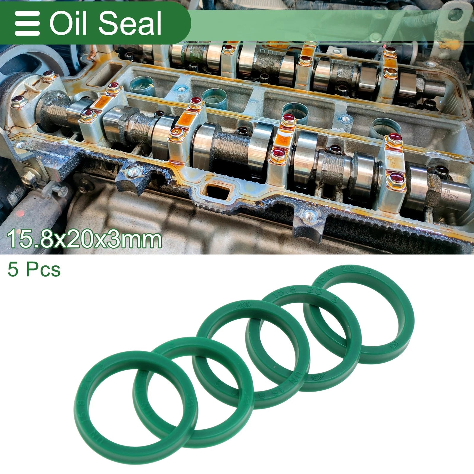 Set of 5 Oil Seal Rotary Shaft Seal TPU 15.8x20x3mm High Pressure